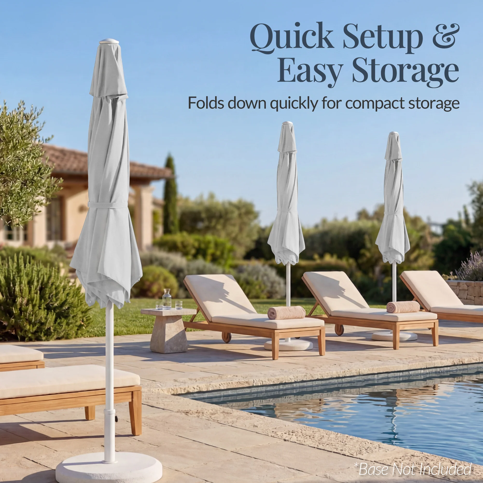 7.5ft Patio Market Umbrella with White Pole, Push Button Tilt and Crank Lift - Image 14