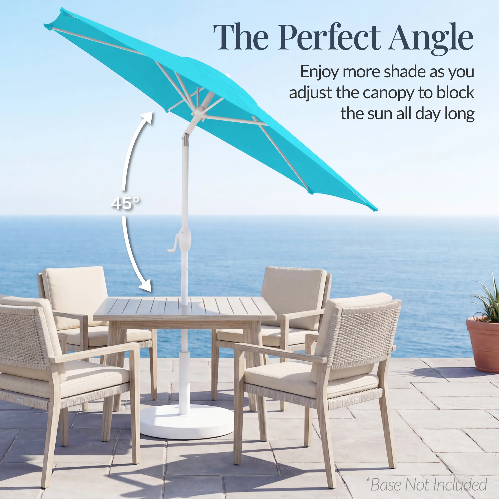 7.5ft Patio Market Umbrella with White Pole, Push Button Tilt and Crank Lift - Image 18