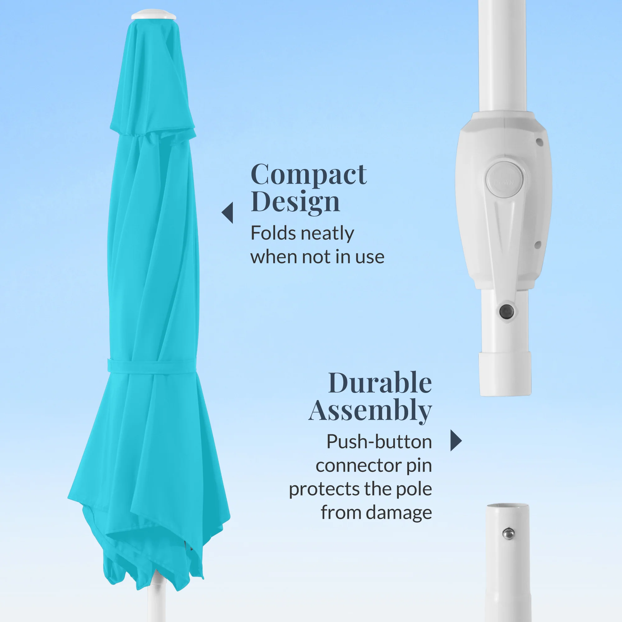 7.5ft Patio Market Umbrella with White Pole, Push Button Tilt and Crank Lift - Image 19