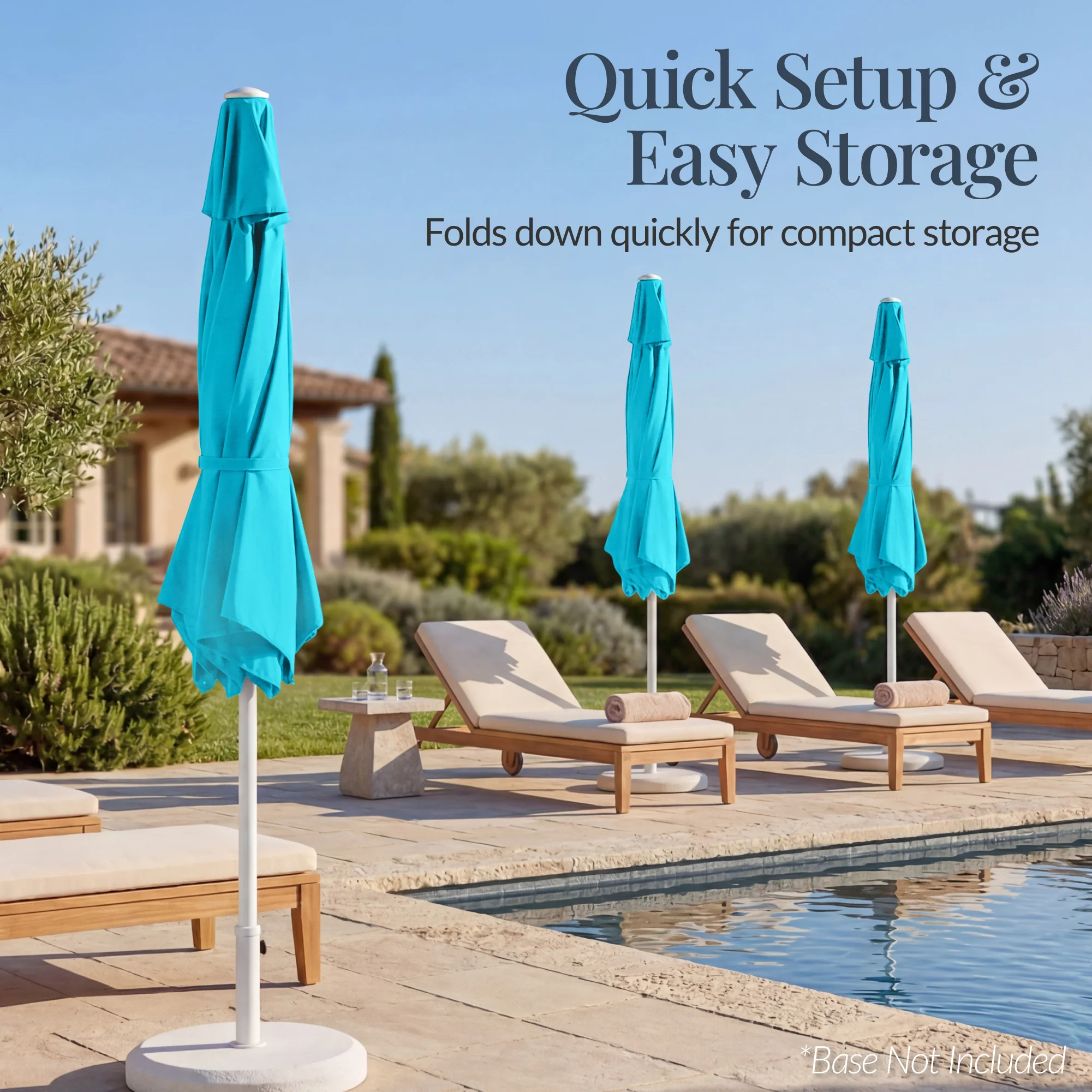7.5ft Patio Market Umbrella with White Pole, Push Button Tilt and Crank Lift - Image 21