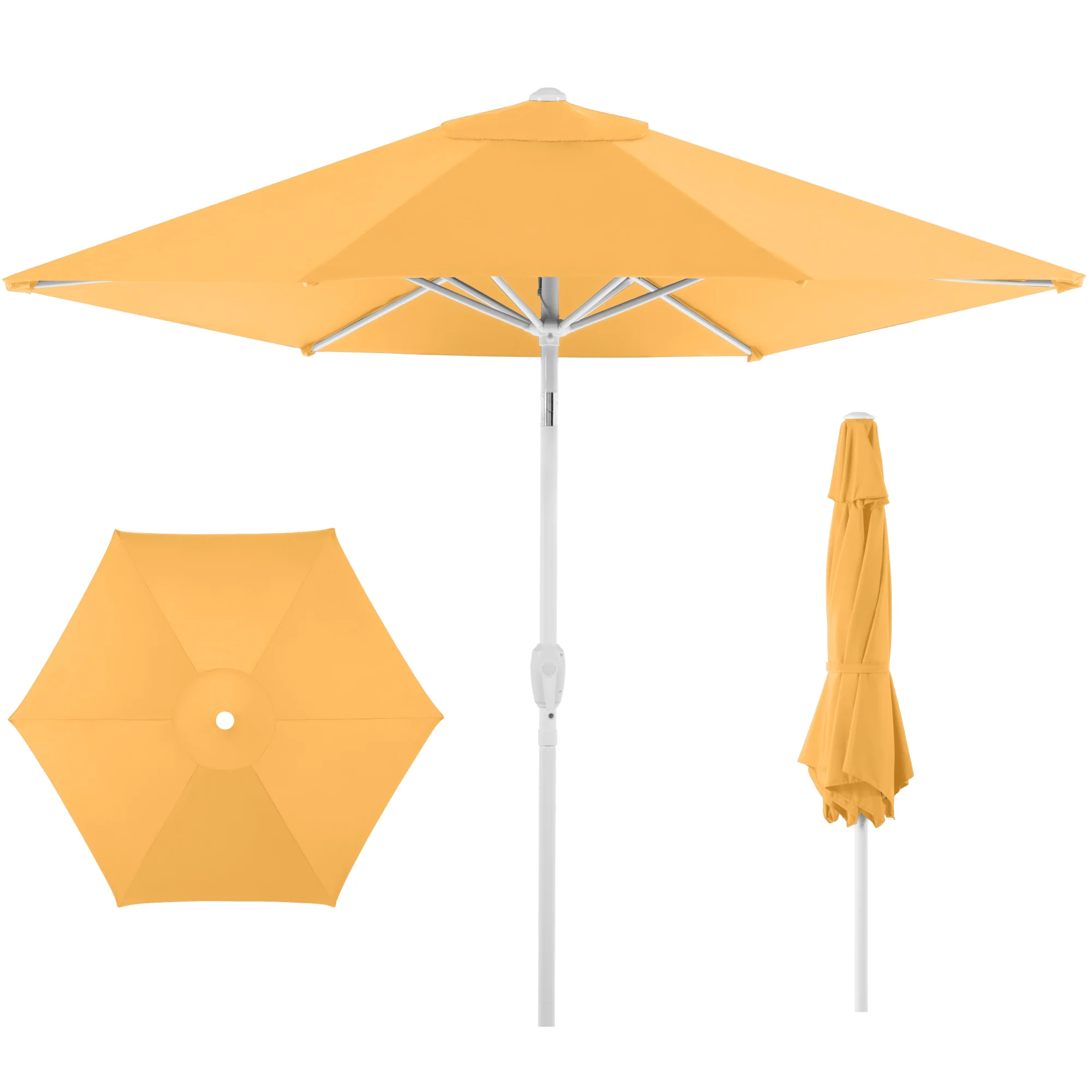 7.5ft Patio Market Umbrella with White Pole, Push Button Tilt and Crank Lift - Image 22