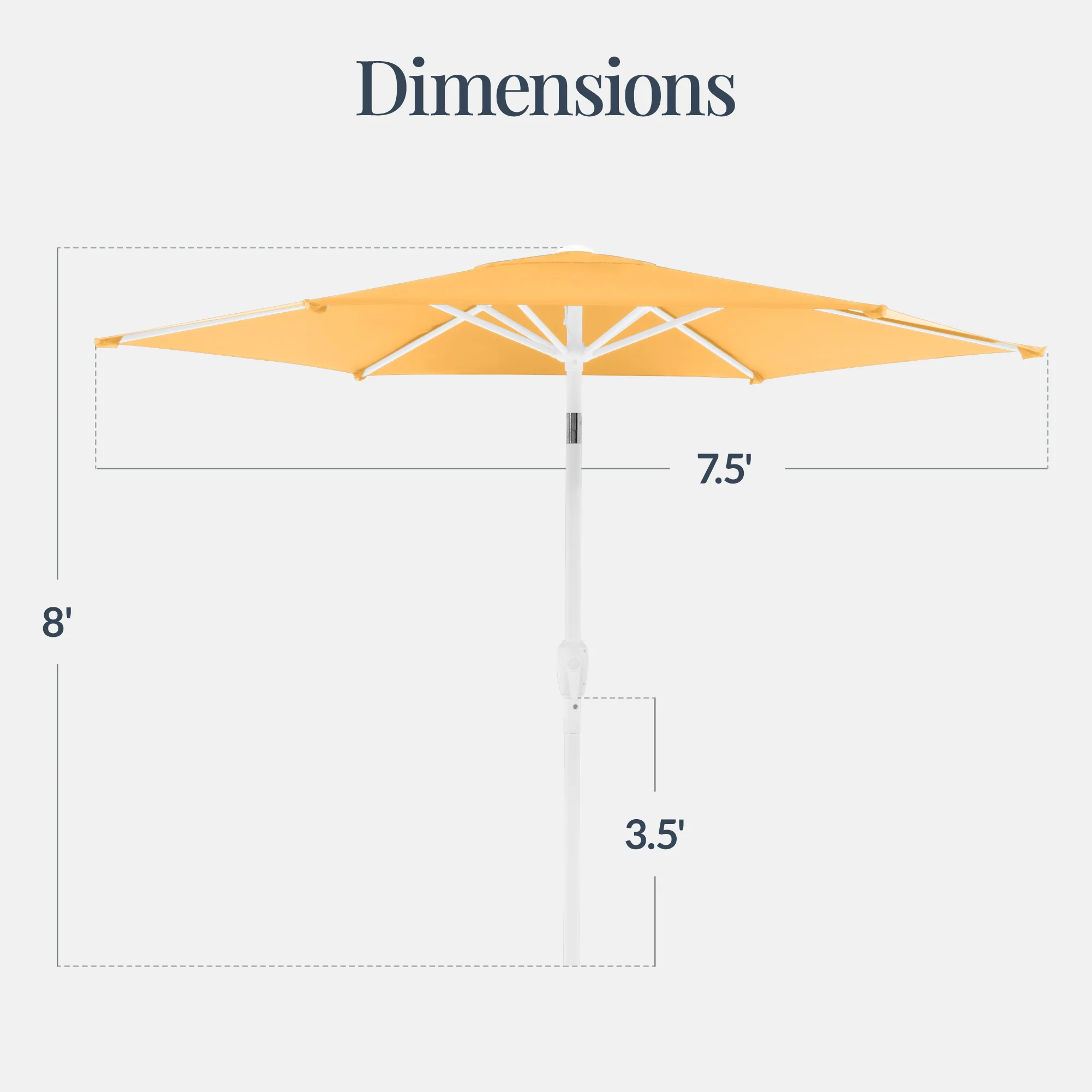 7.5ft Patio Market Umbrella with White Pole, Push Button Tilt and Crank Lift - Image 23