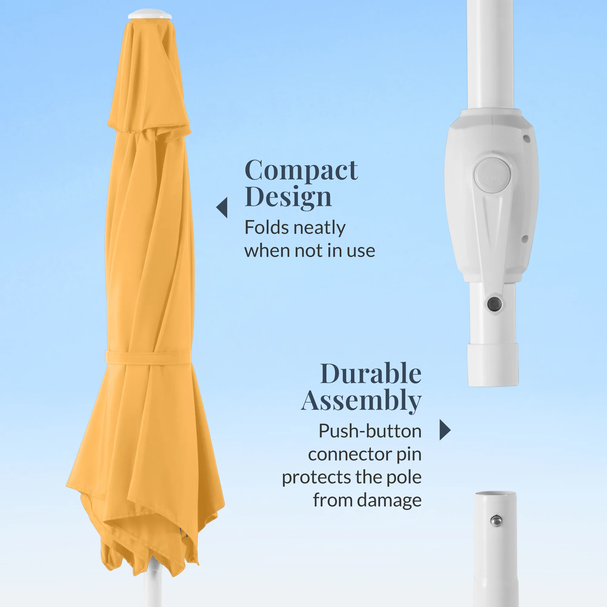 7.5ft Patio Market Umbrella with White Pole, Push Button Tilt and Crank Lift - Image 26