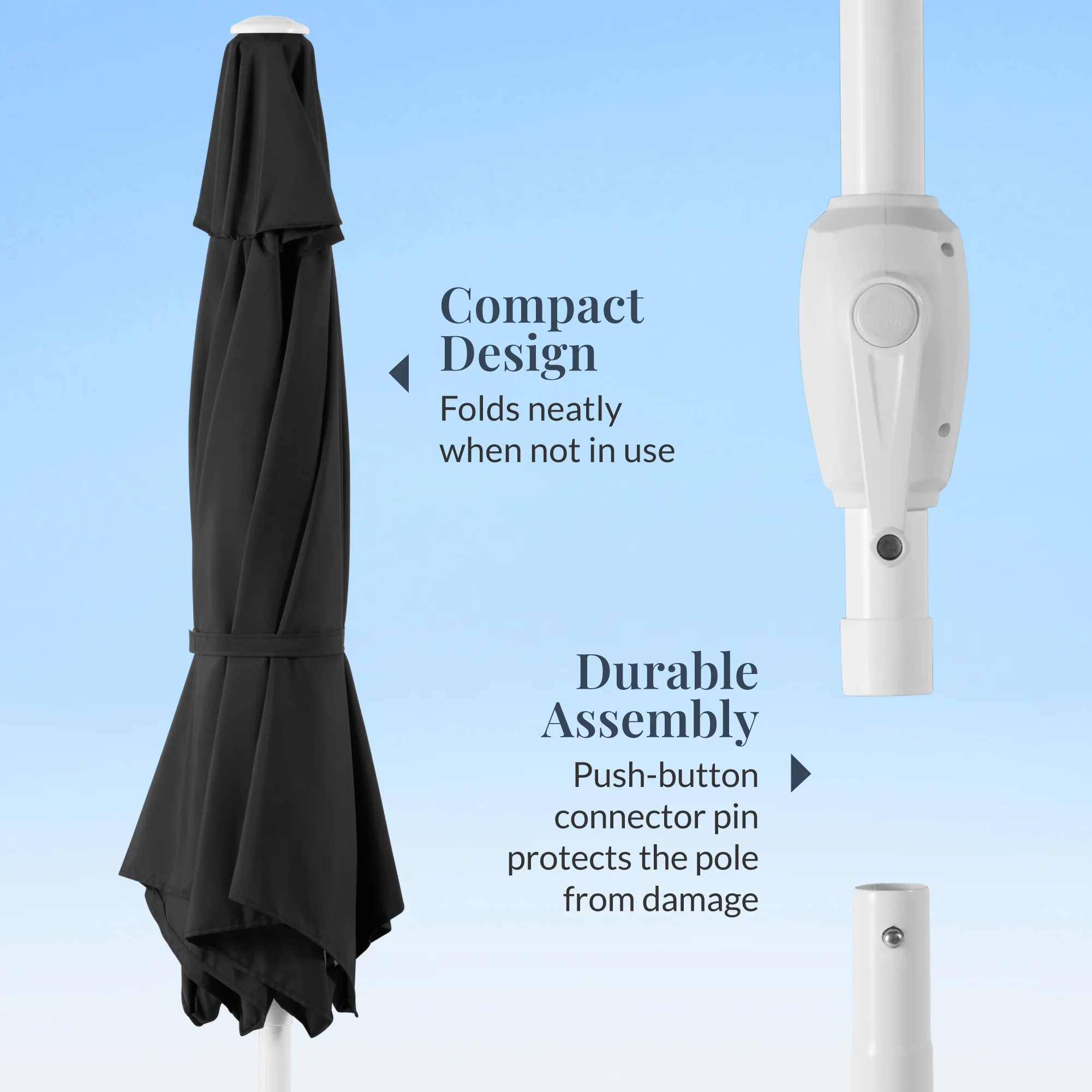 7.5ft Patio Market Umbrella with White Pole, Push Button Tilt and Crank Lift - Image 33