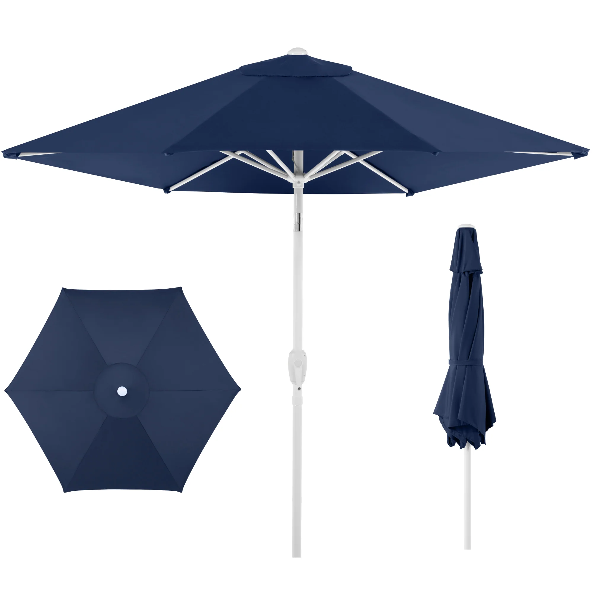 7.5ft Patio Market Umbrella with White Pole, Push Button Tilt and Crank Lift - Image 36