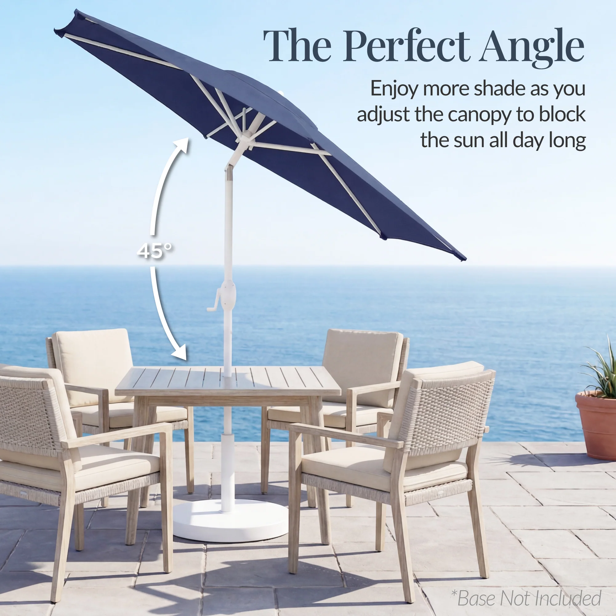 7.5ft Patio Market Umbrella with White Pole, Push Button Tilt and Crank Lift - Image 39