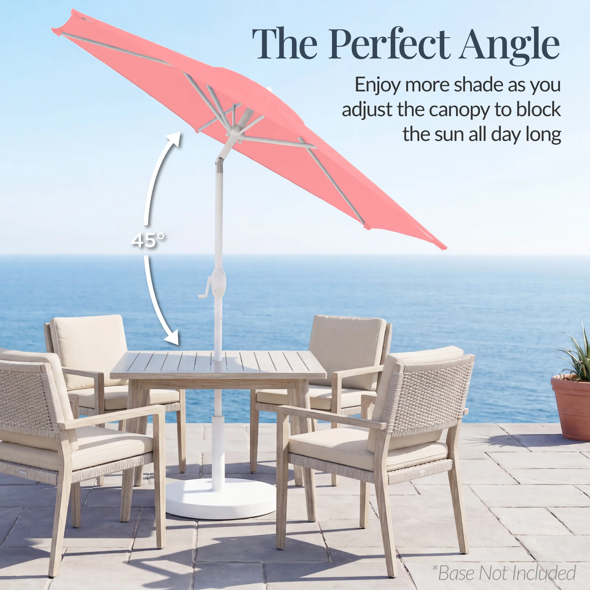7.5ft Patio Market Umbrella with White Pole, Push Button Tilt and Crank Lift - Image 4