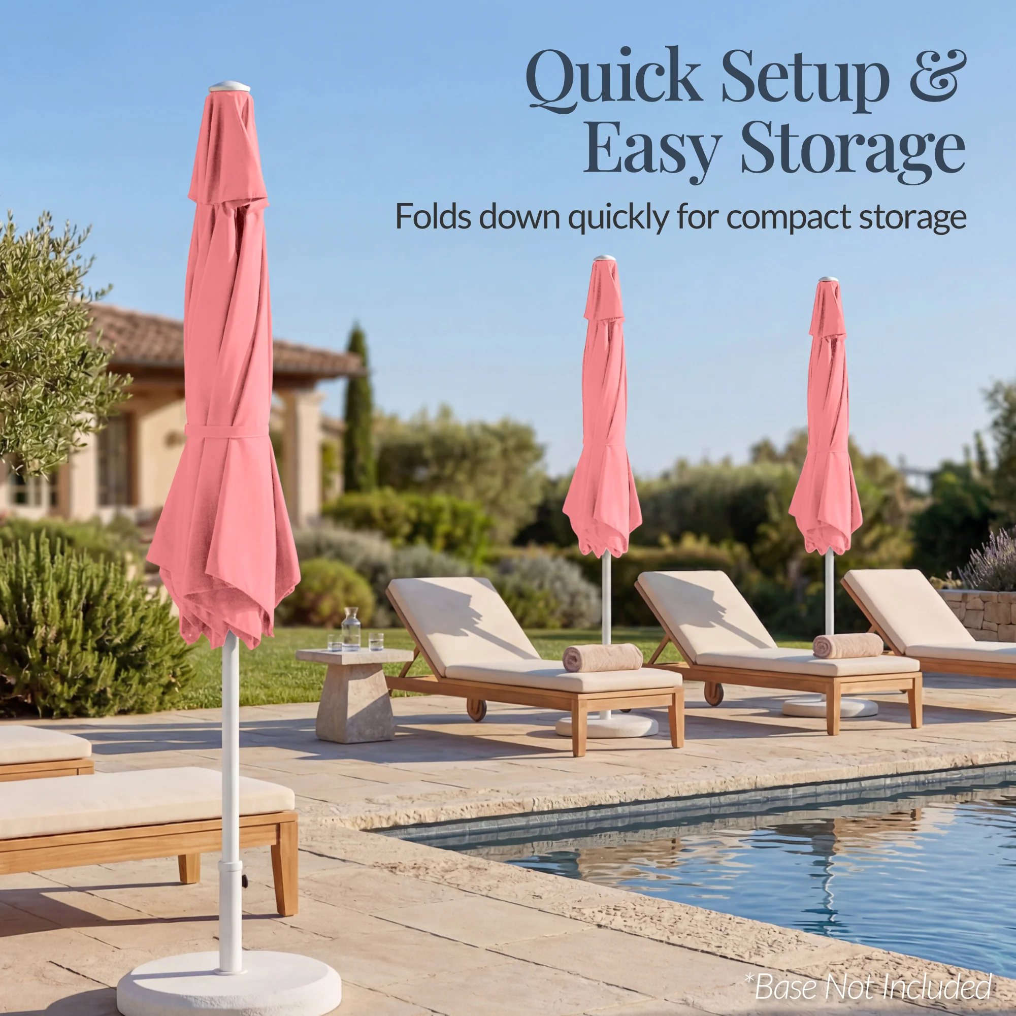 7.5ft Patio Market Umbrella with White Pole, Push Button Tilt and Crank Lift - Image 7