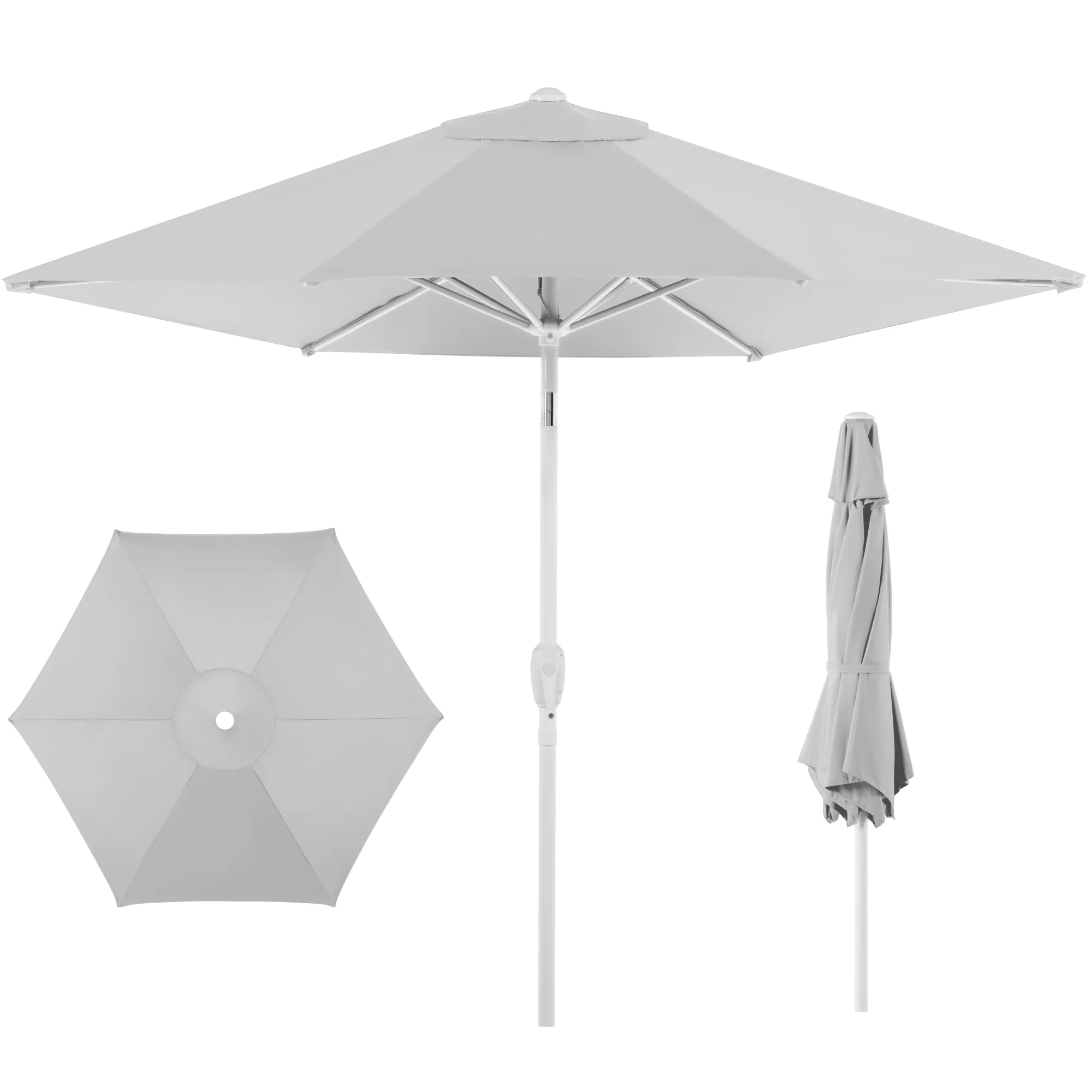 7.5ft Patio Market Umbrella with White Pole, Push Button Tilt and Crank Lift - Image 8