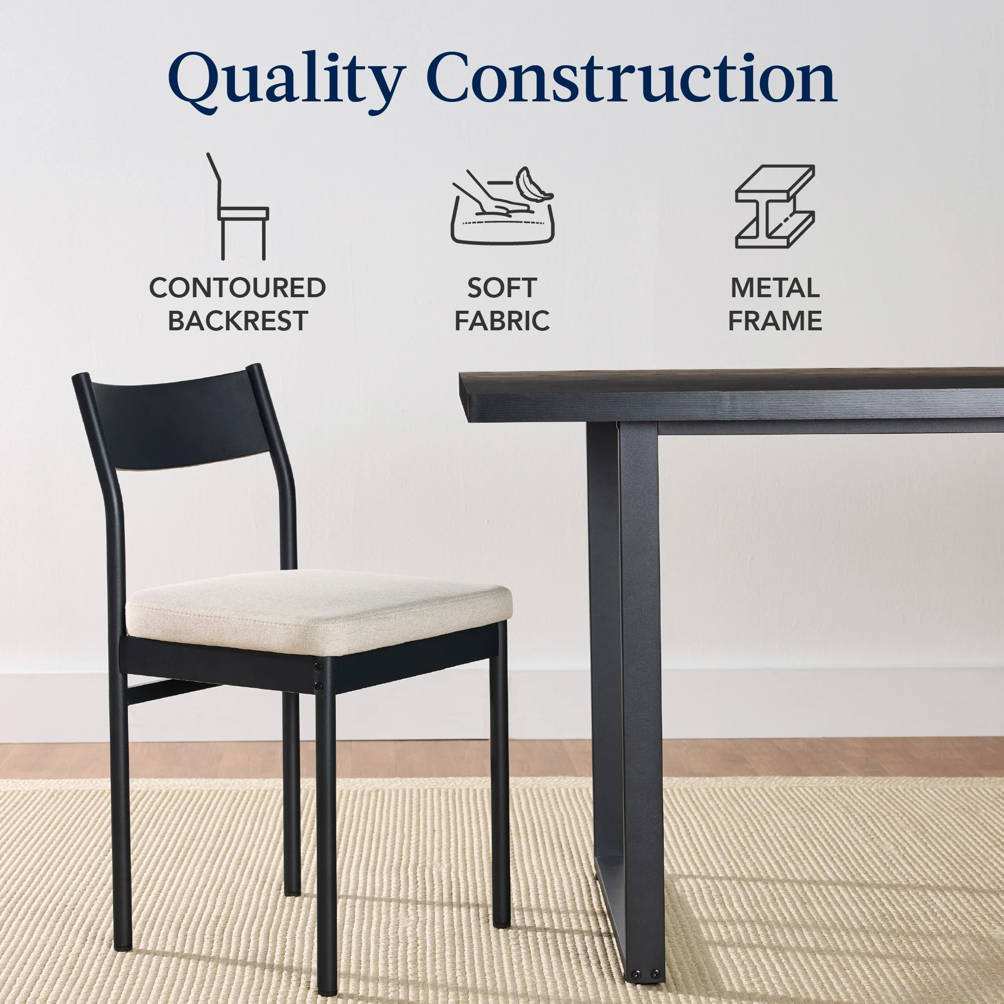 7-Piece Modern Dining Set, Kitchen Table w/ 6 Chairs, Metal Frame - Image 5