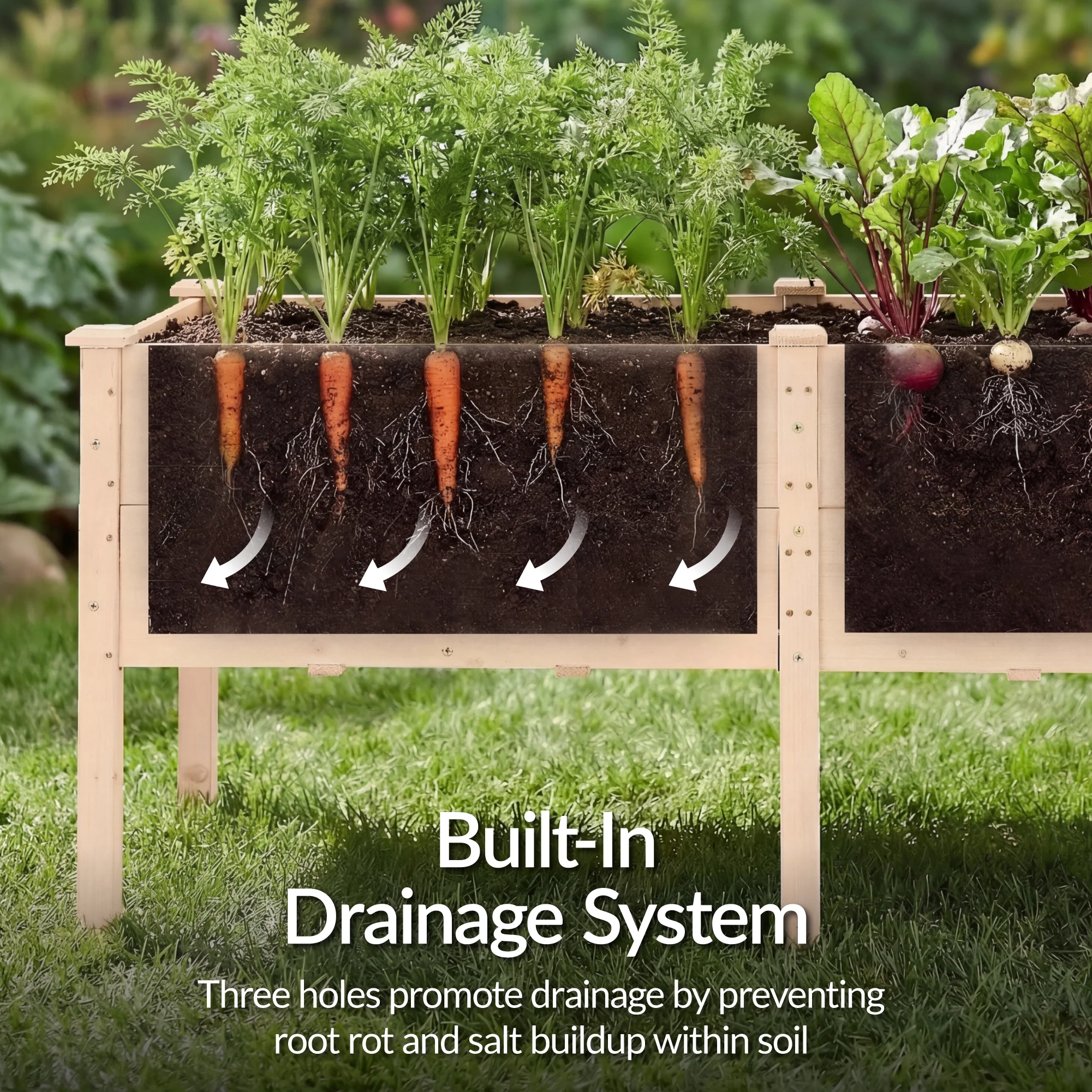 72" x 24" x 30" Raised Wooden Garden Bed w/16" Depth, Elevated Wood Planter - Image 18