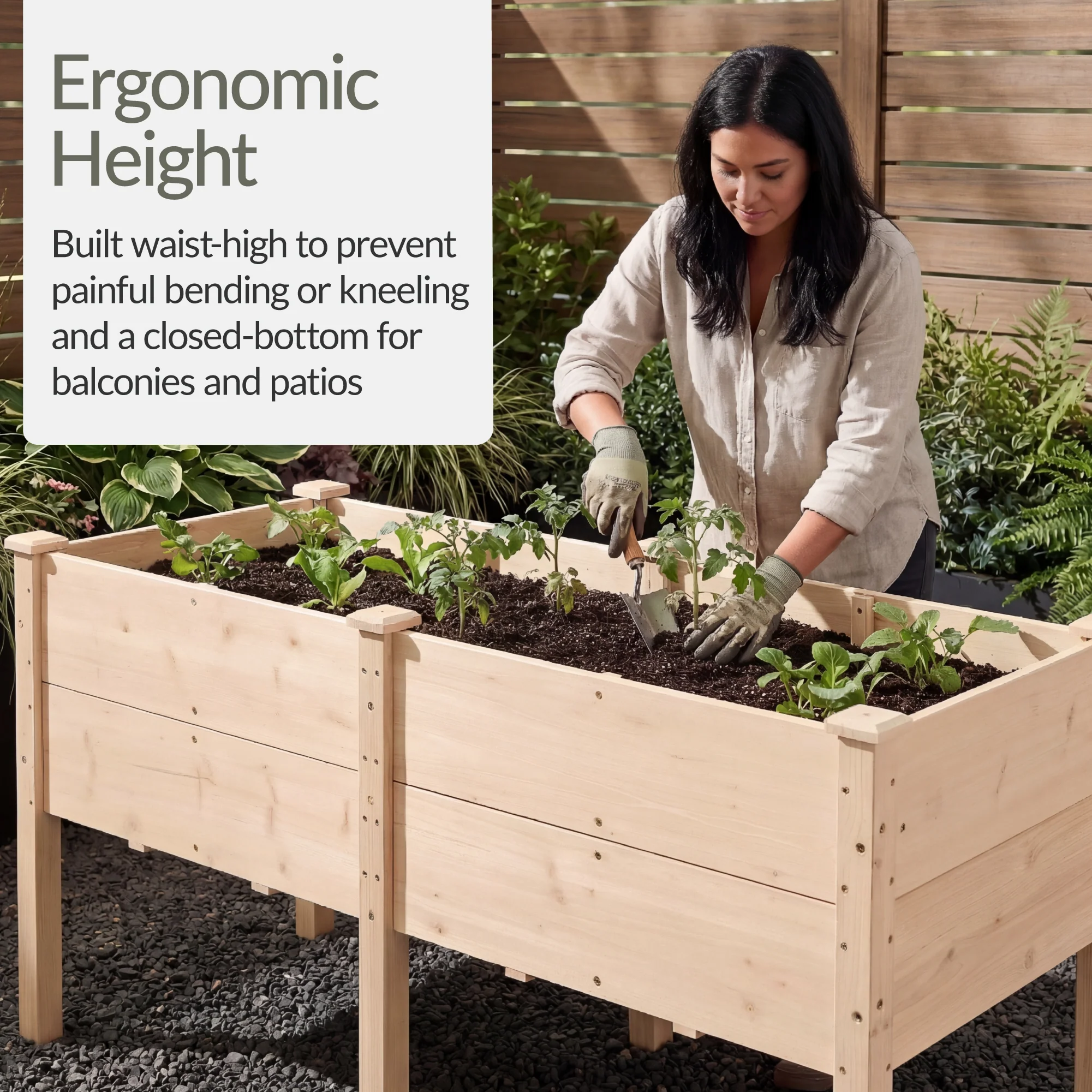 72" x 24" x 30" Raised Wooden Garden Bed w/16" Depth, Elevated Wood Planter - Image 19