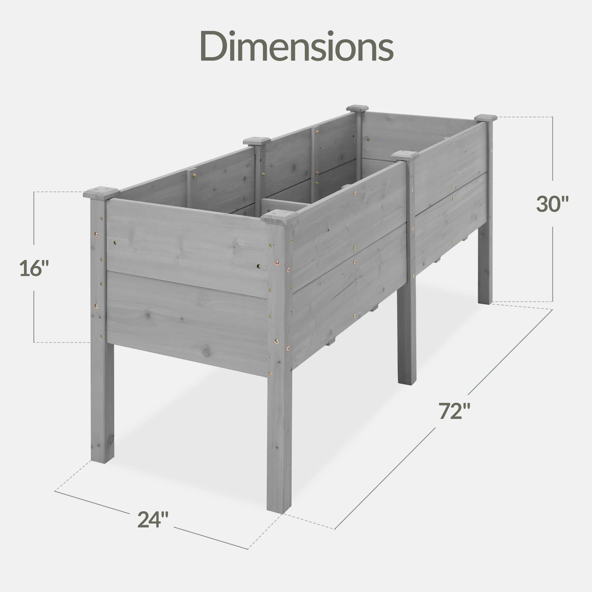 72" x 24" x 30" Raised Wooden Garden Bed w/16" Depth, Elevated Wood Planter - Image 23