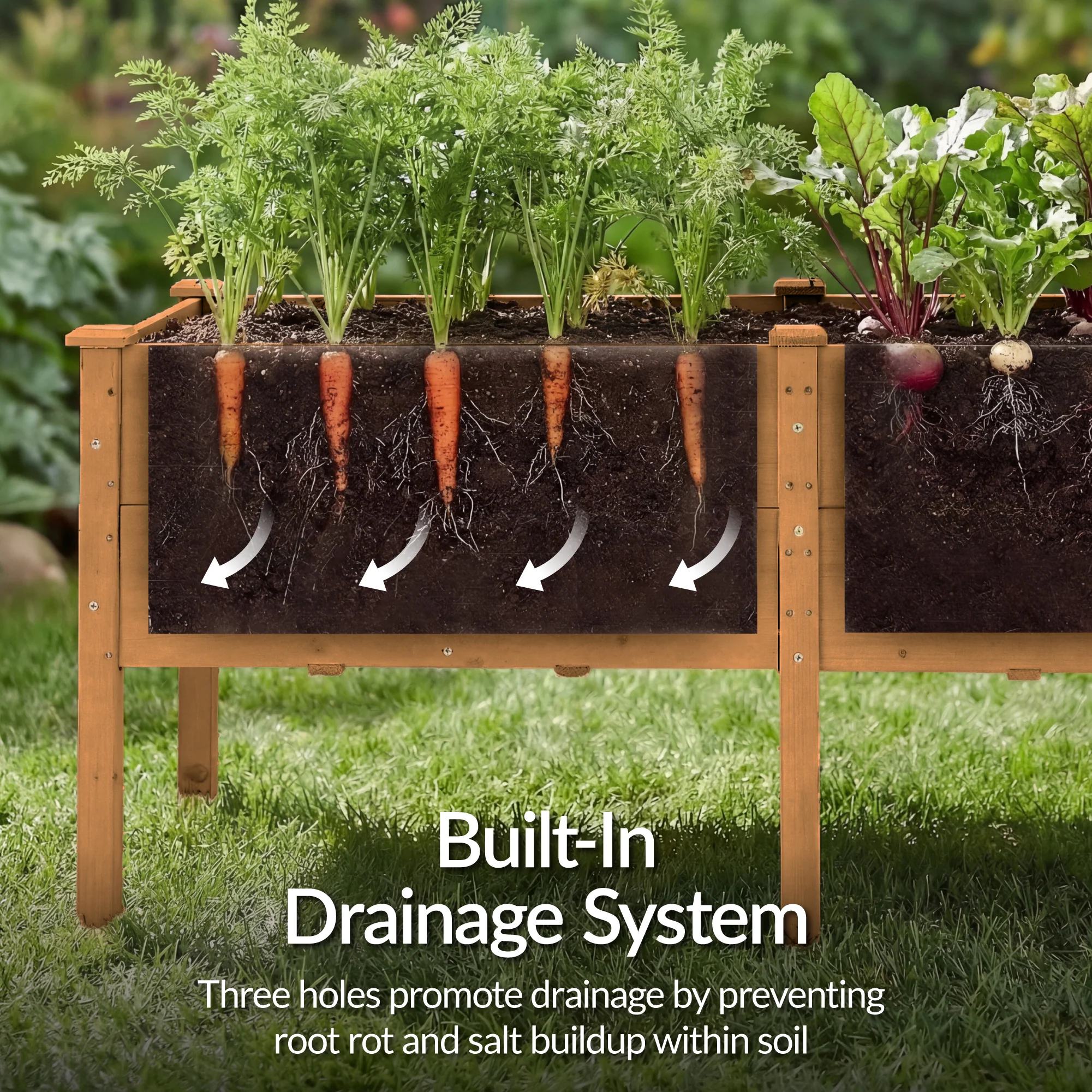 72" x 24" x 30" Raised Wooden Garden Bed w/16" Depth, Elevated Wood Planter - Image 39