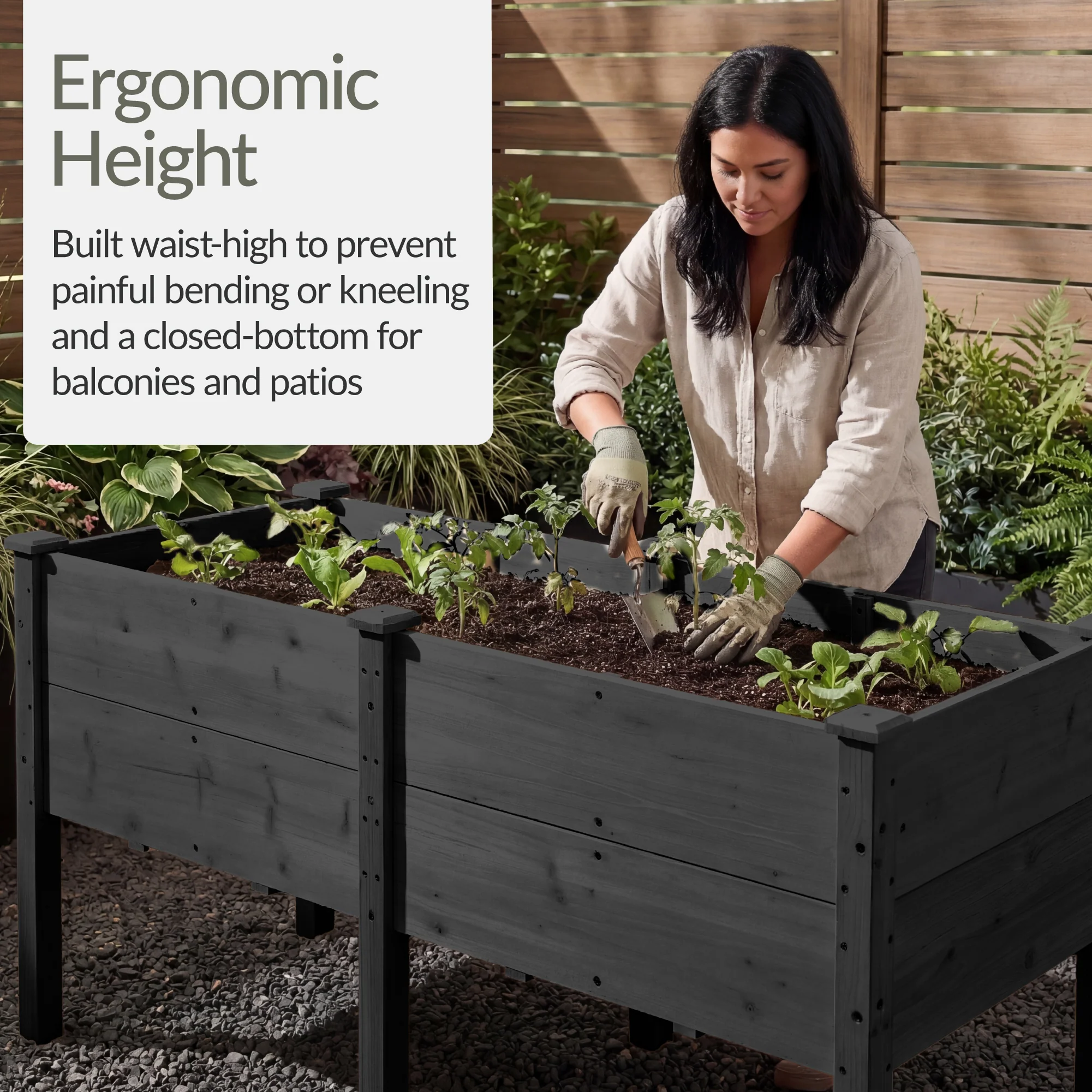 72" x 24" x 30" Raised Wooden Garden Bed w/16" Depth, Elevated Wood Planter - Image 47