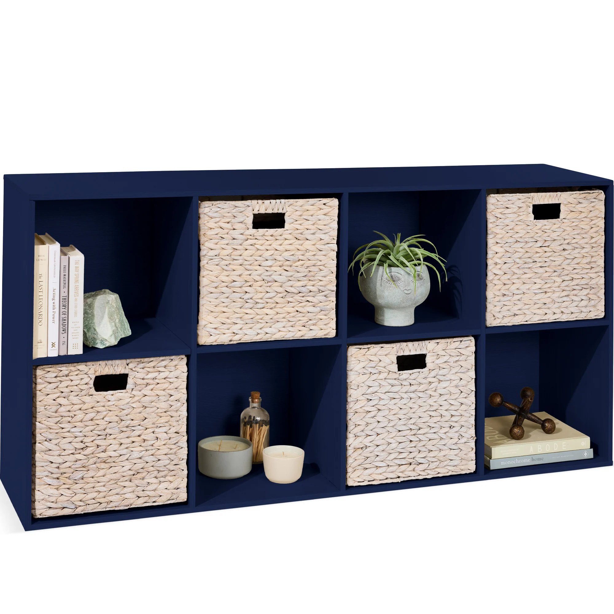 8-Cube Bookshelf, 11in Storage Display w/ Removable Panels, Customizable - Image 17