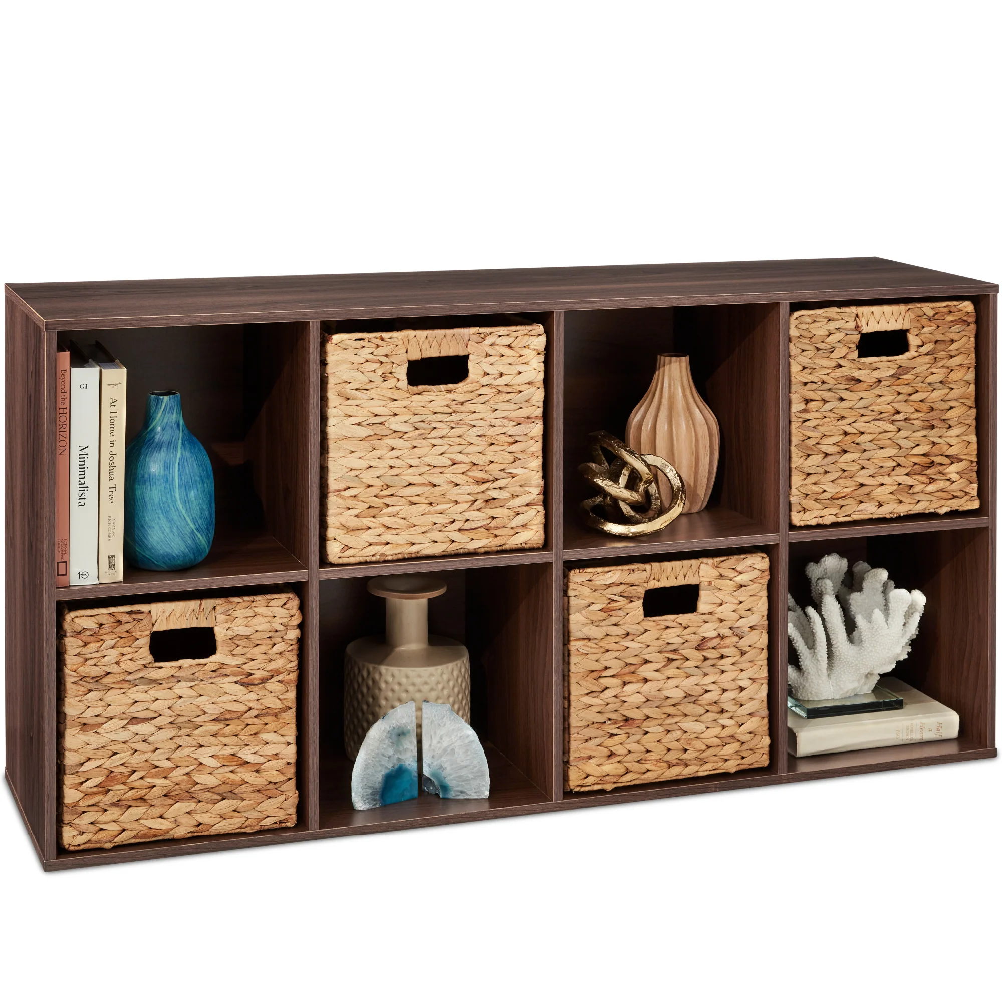 8-Cube Bookshelf, 11in Storage Display w/ Removable Panels, Customizable - Image 33