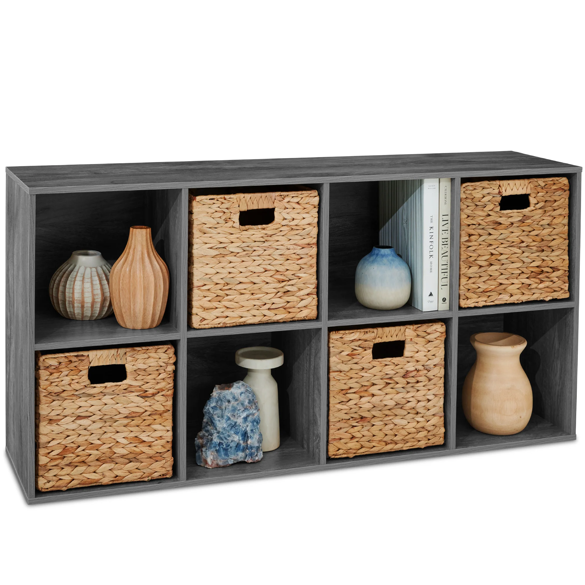 8-Cube Bookshelf, 11in Storage Display w/ Removable Panels, Customizable - Image 41