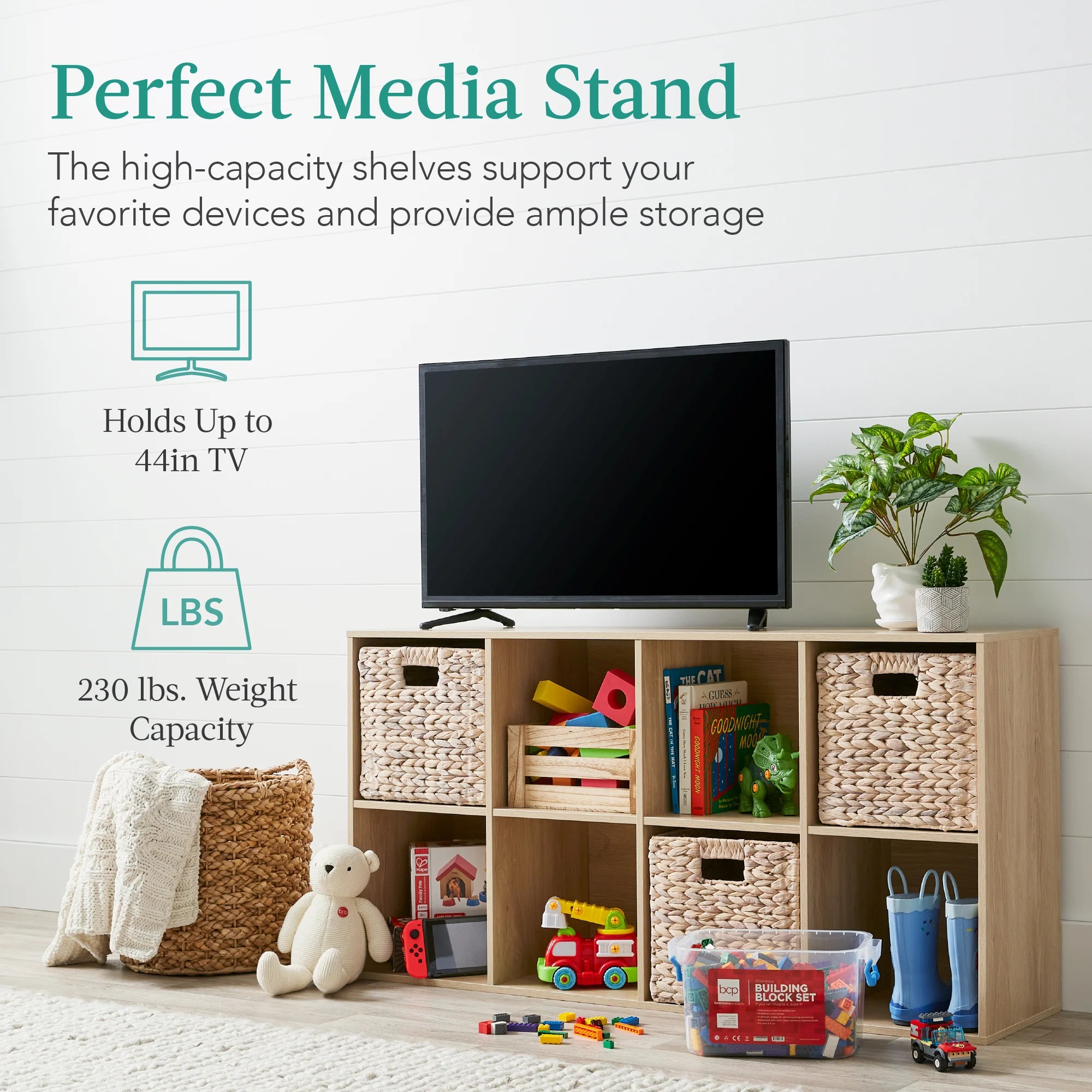 8-Cube Bookshelf, 11in Storage Display w/ Removable Panels, Customizable - Image 52