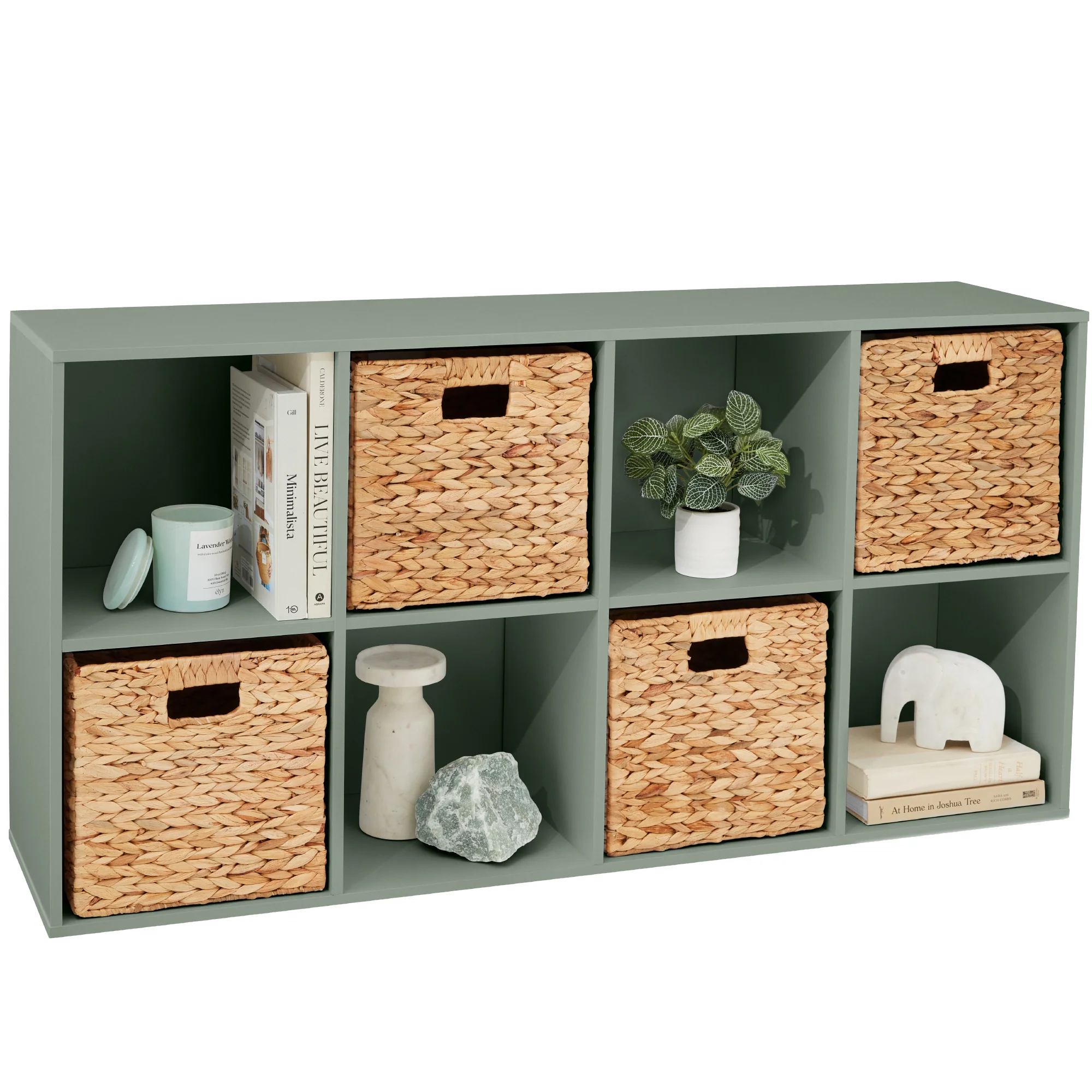 8-Cube Bookshelf, 11in Storage Display w/ Removable Panels, Customizable - Image 57