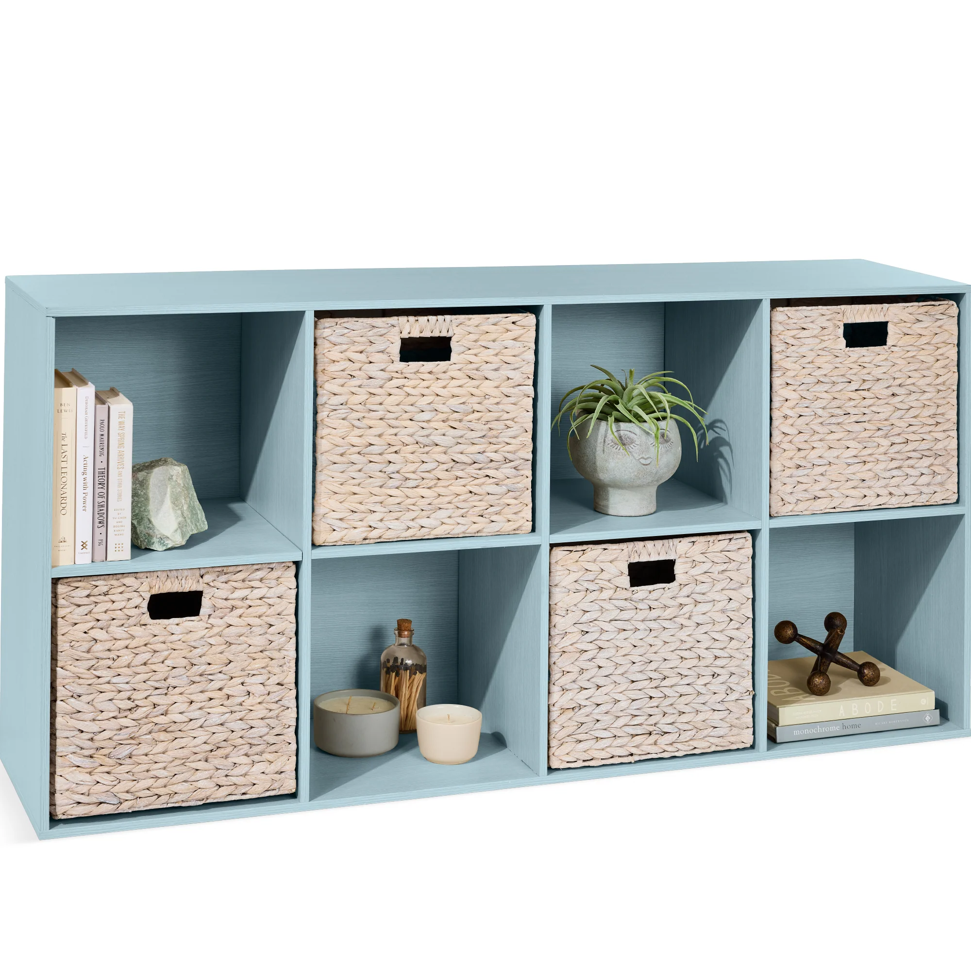 8-Cube Bookshelf, 11in Storage Display w/ Removable Panels, Customizable - Image 65