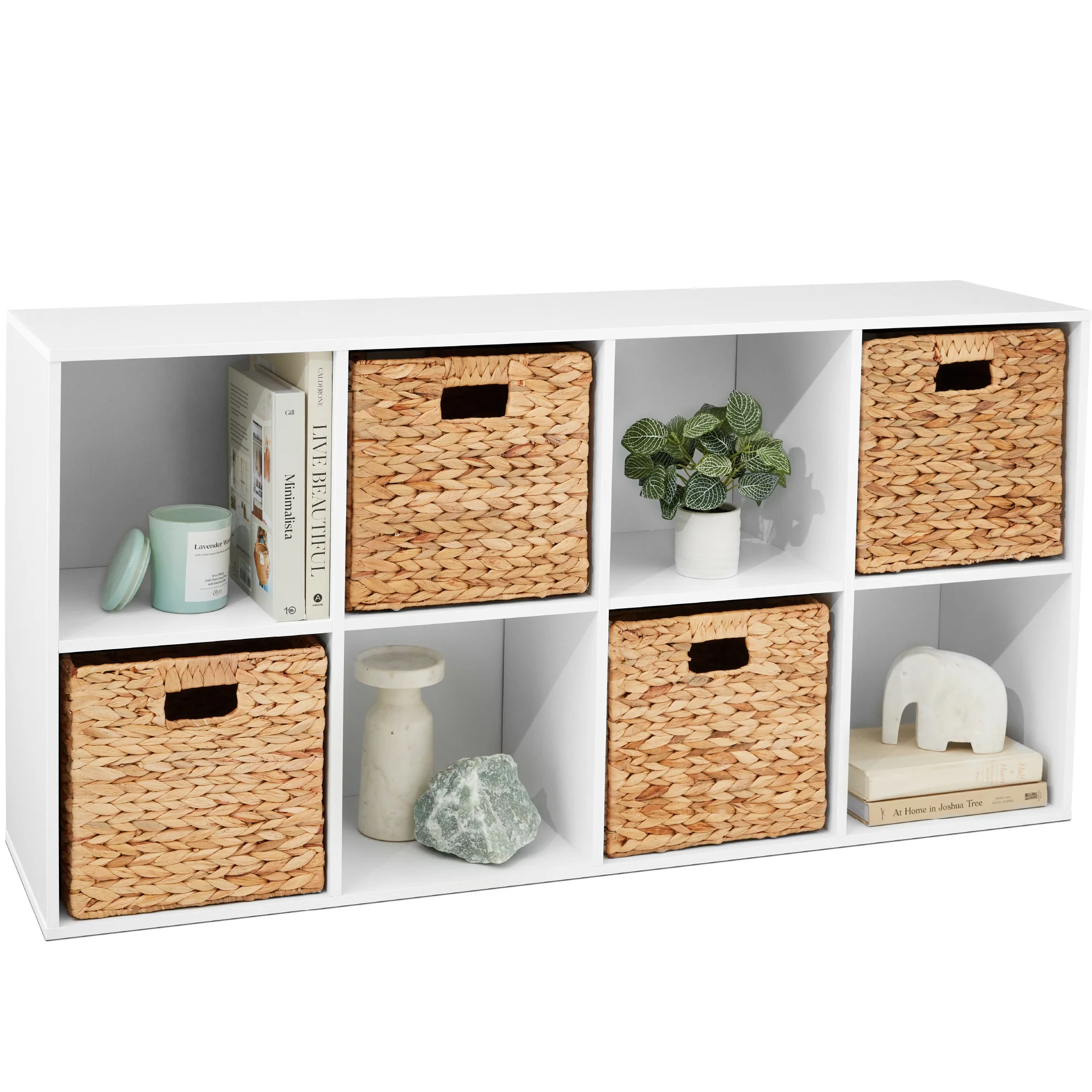 8-Cube Bookshelf, 11in Storage Display w/ Removable Panels, Customizable - Image 81