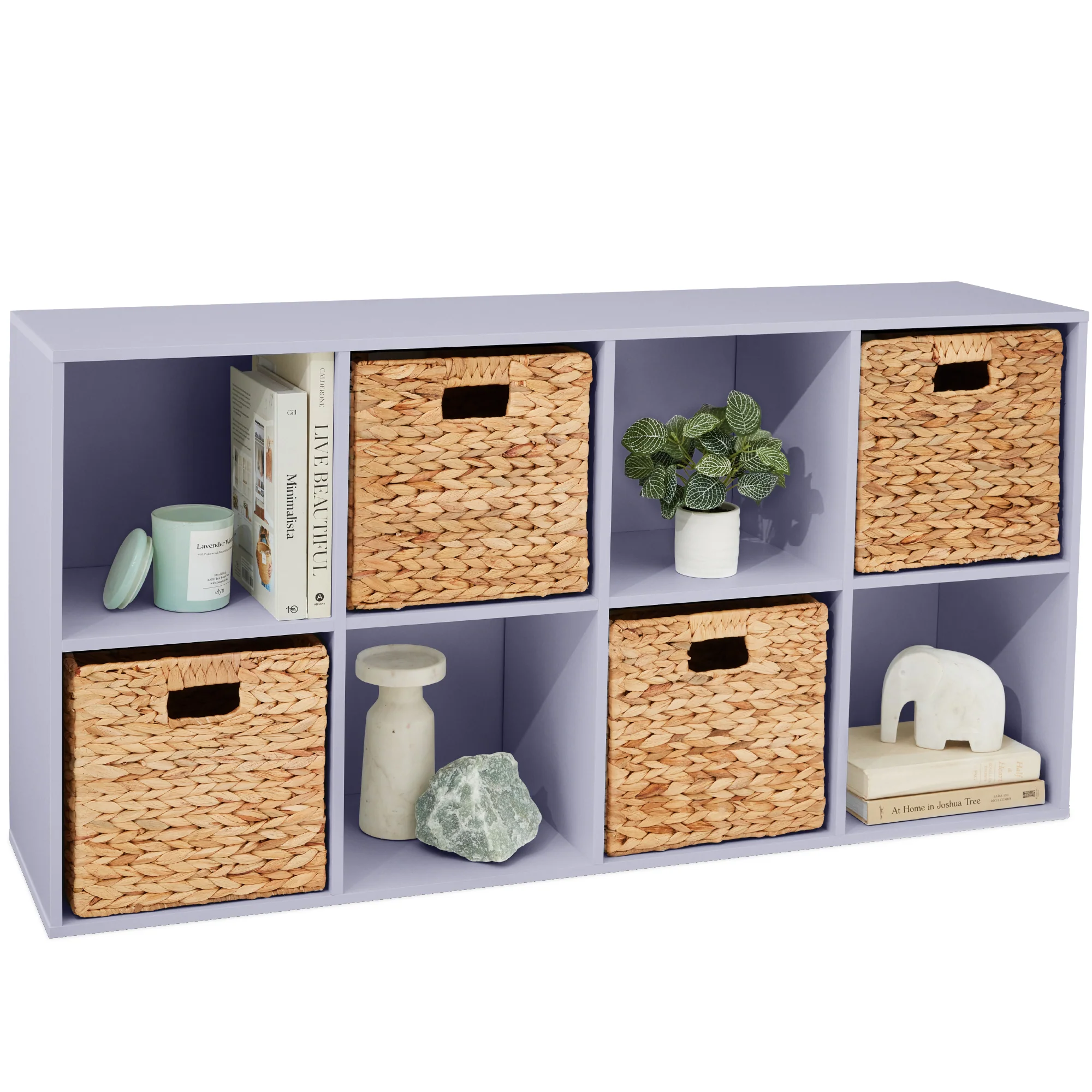 8-Cube Bookshelf, 11in Storage Display w/ Removable Panels, Customizable - Image 9