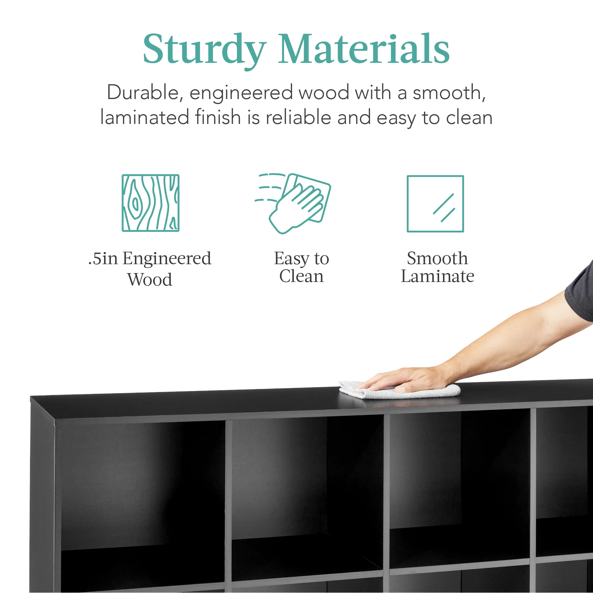 8-Cube Bookshelf, 11in Storage Display w/ Removable Panels, Customizable - Image 94