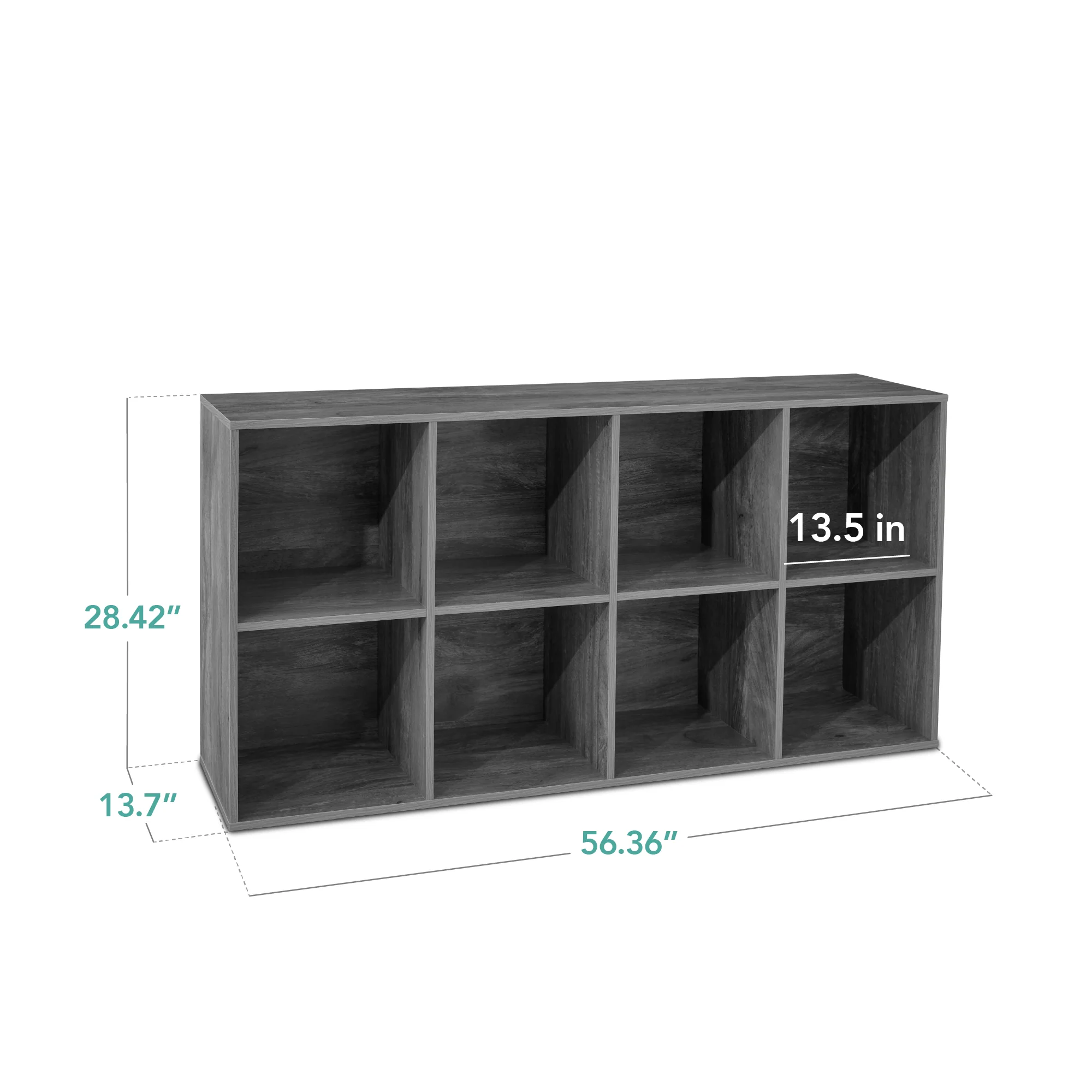 8-Cube Bookshelf, 13.5in Storage Display w/ Removable Panels, Customizable - Image 50