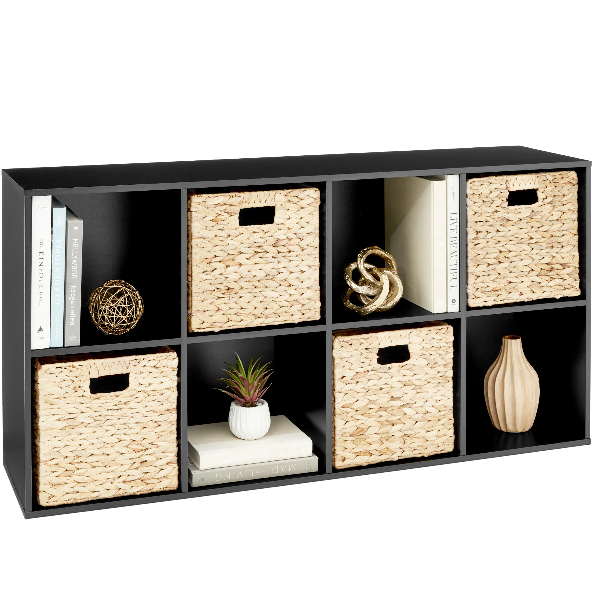 8-Cube Bookshelf, 13.5in Storage Display w/ Removable Panels, Customizable - Image 65