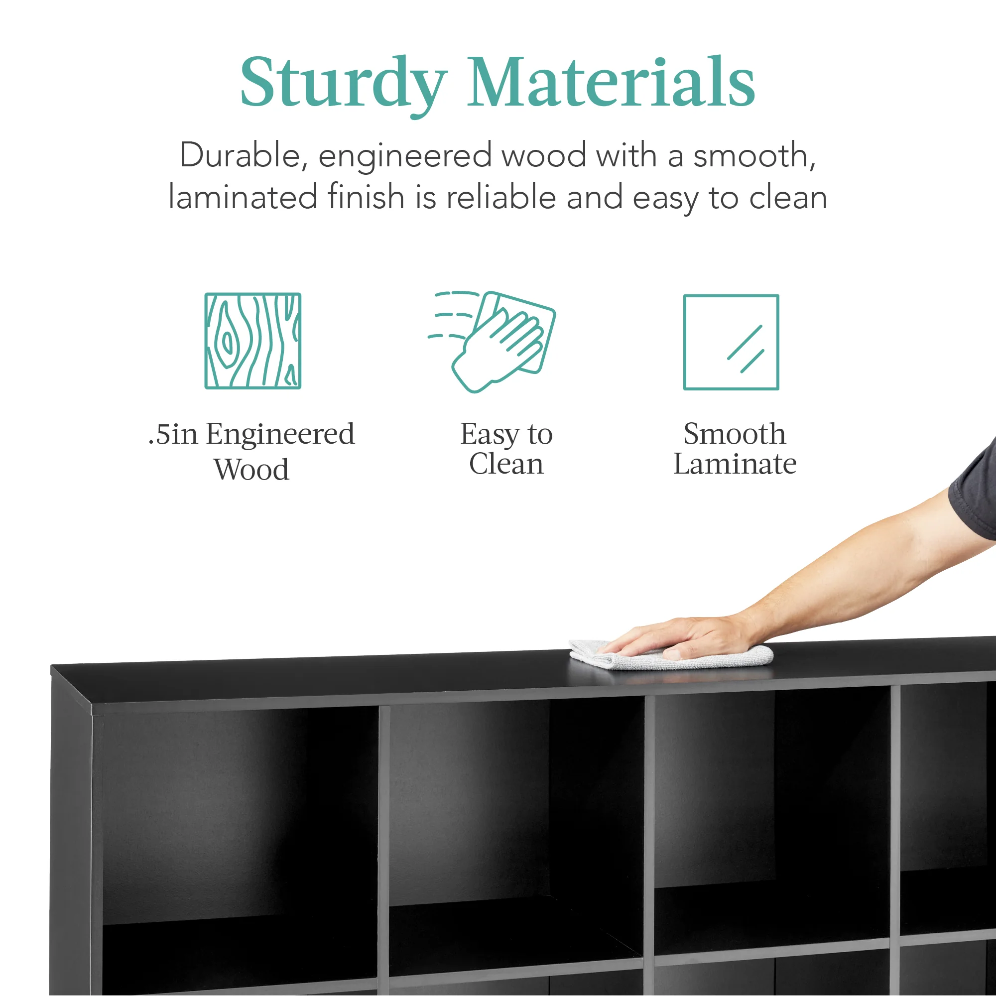 8-Cube Bookshelf, 13.5in Storage Display w/ Removable Panels, Customizable - Image 70