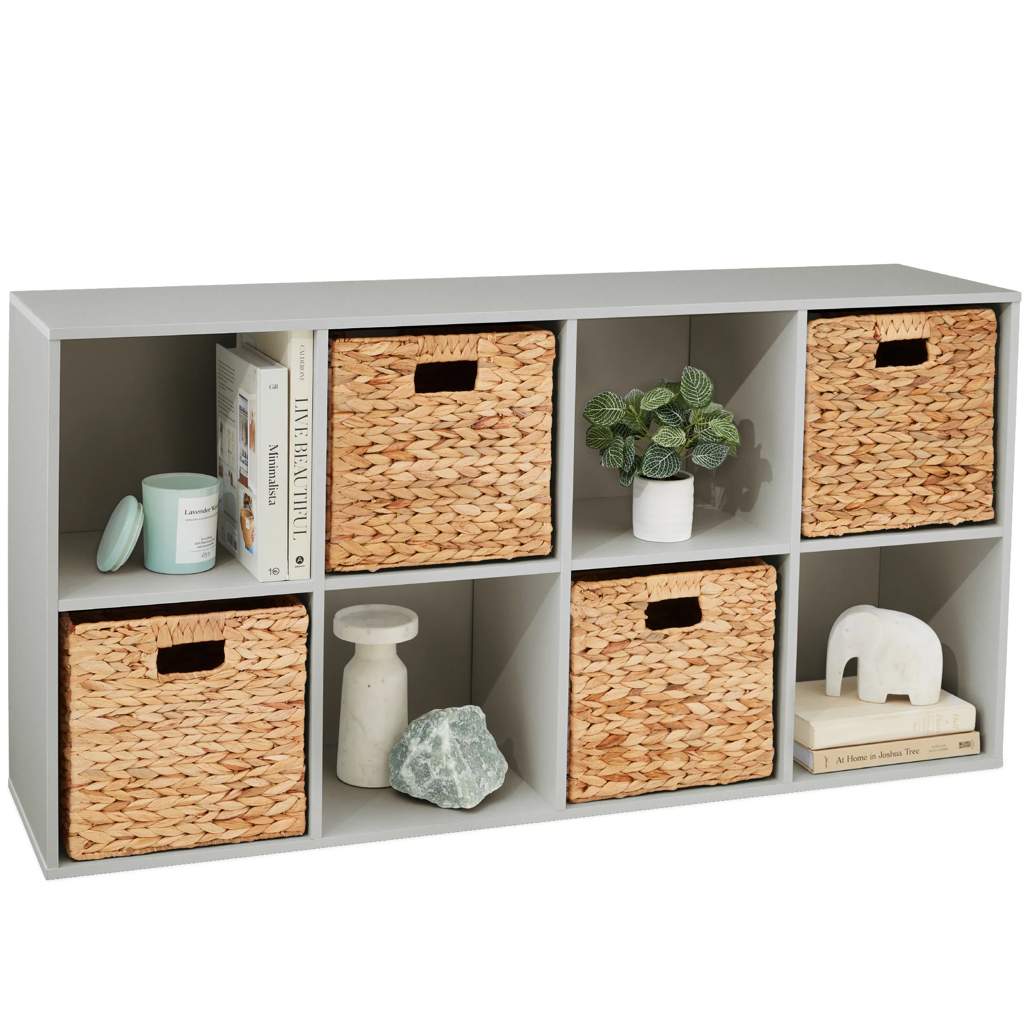 8-Cube Bookshelf, 13.5in Storage Display w/ Removable Panels, Customizable - Image 9
