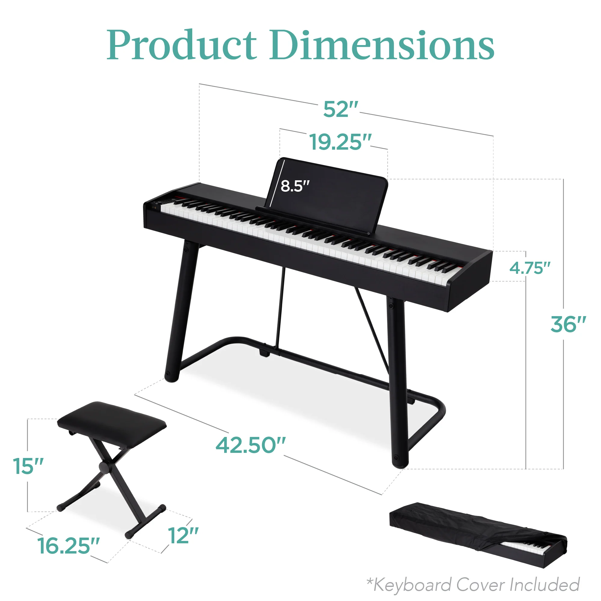 88-Key Weighted Full Size Digital Piano Set w/ U-Stand, 3 Sustain Pedal Unit - Image 7