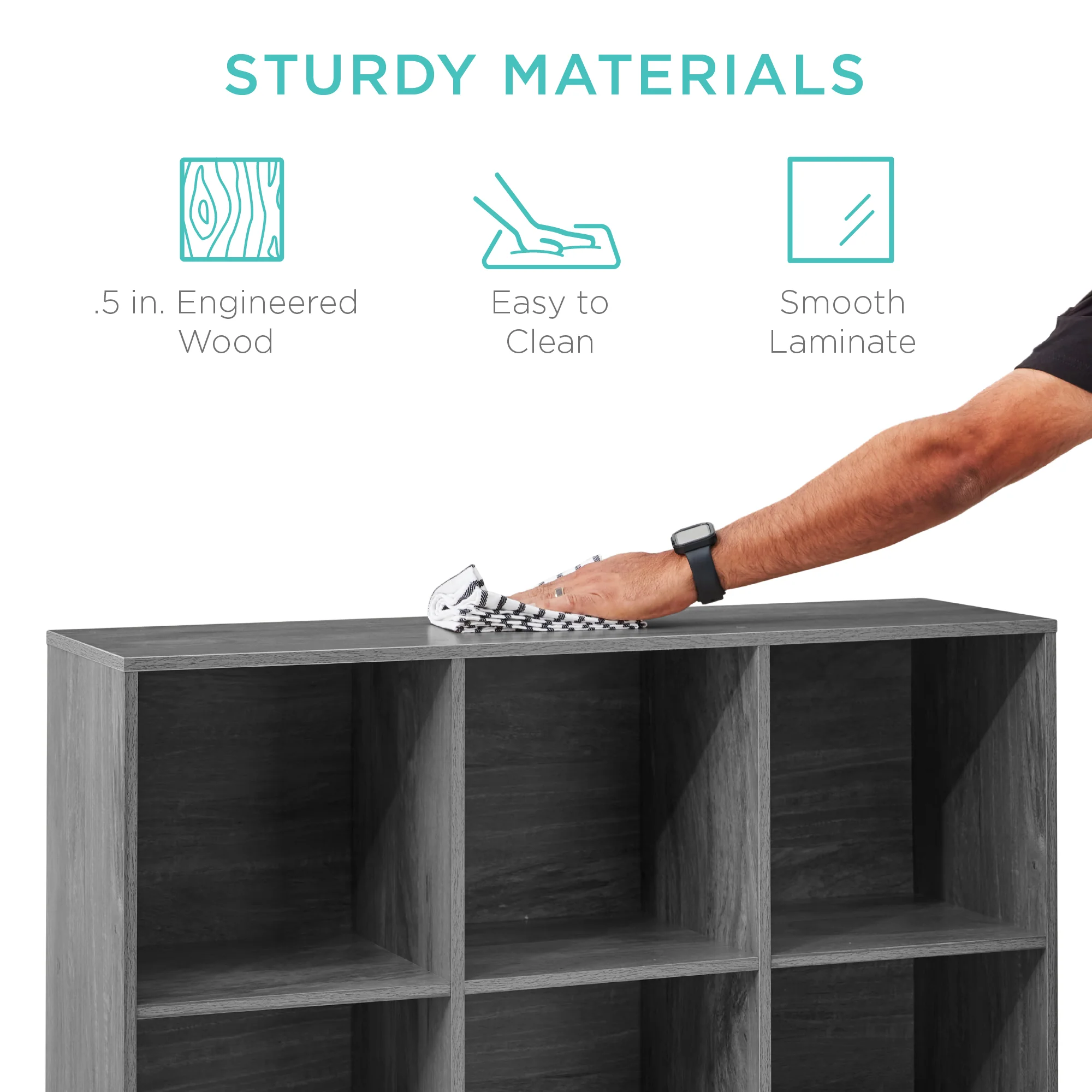 9-Cube Bookshelf, 13.5in Storage Display w/ Removable Panels, Customizable - Image 14