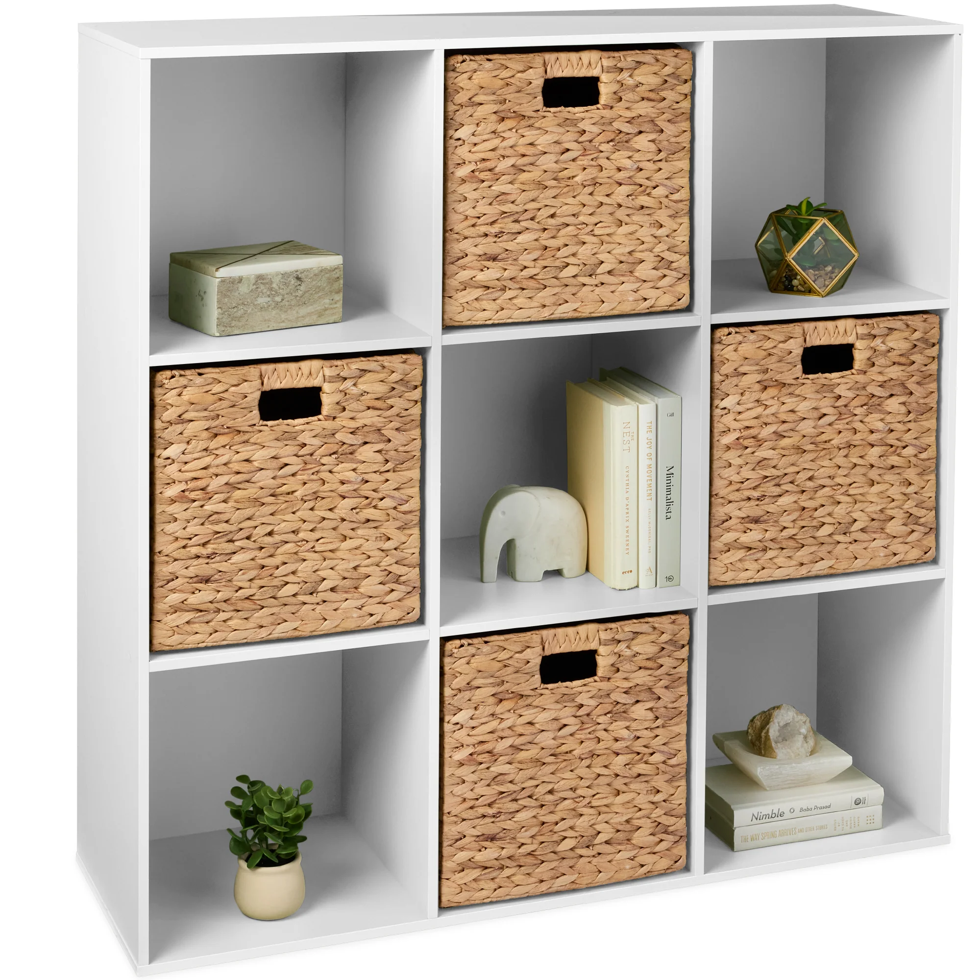 9-Cube Bookshelf, 13.5in Storage Display w/ Removable Panels, Customizable - Image 41
