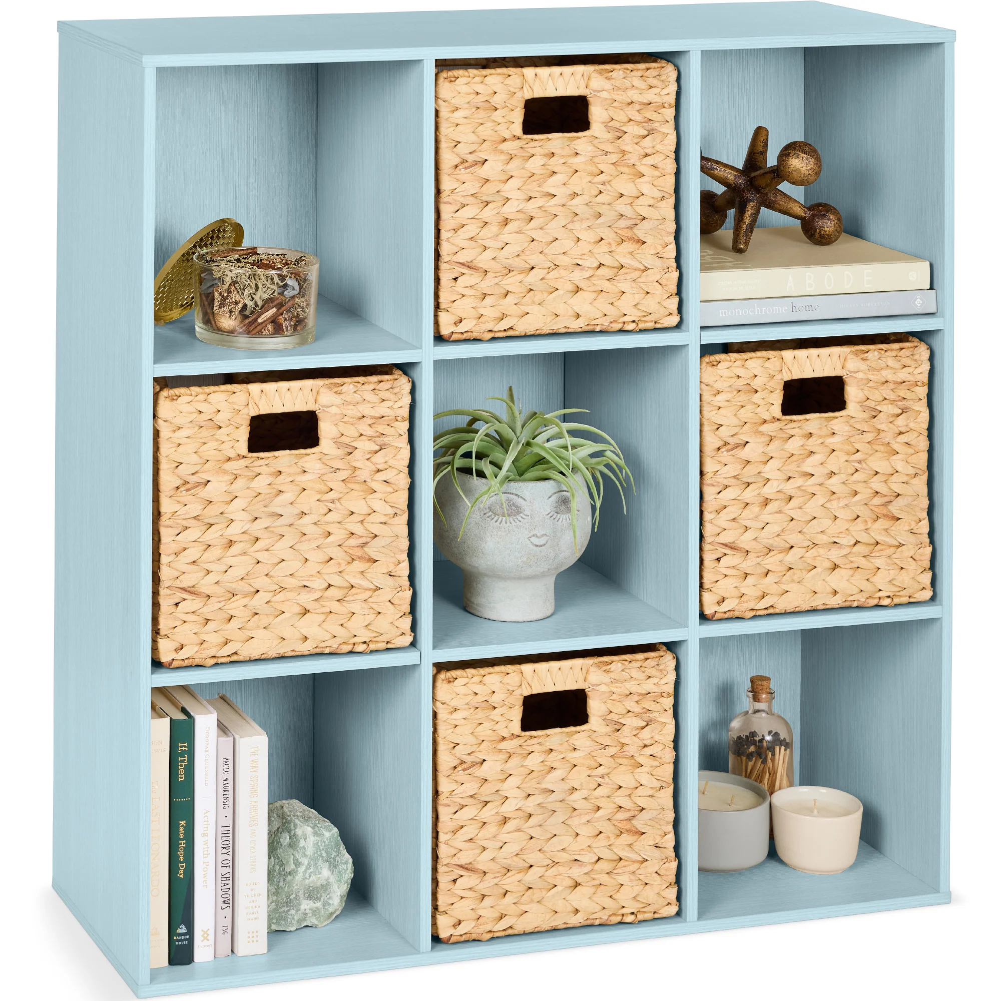 9-Cube Bookshelf, 13.5in Storage Display w/ Removable Panels, Customizable - Image 65