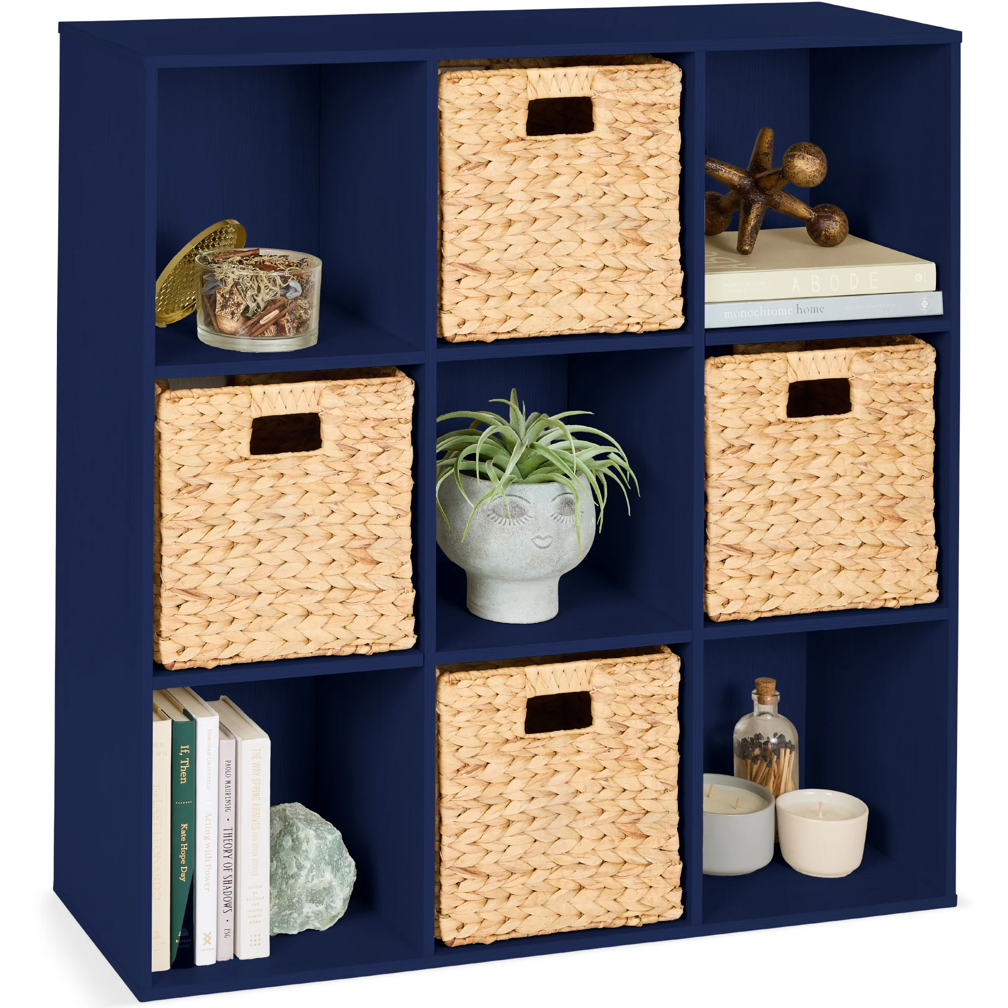 9-Cube Bookshelf, 13.5in Storage Display w/ Removable Panels, Customizable - Image 89