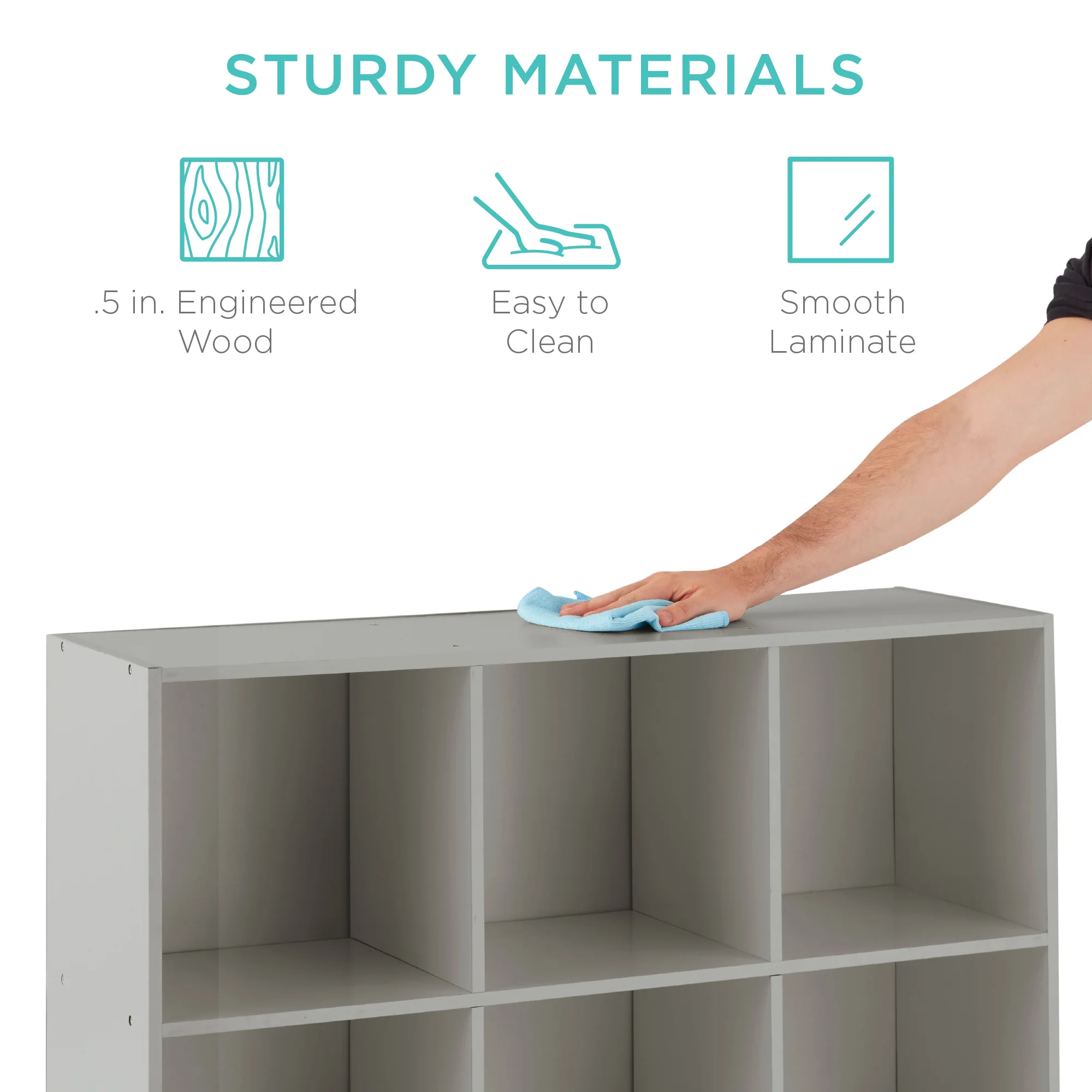 9-Cube Bookshelf Storage Display w/ 3 Removable Panels, Customizable Design - Image 14