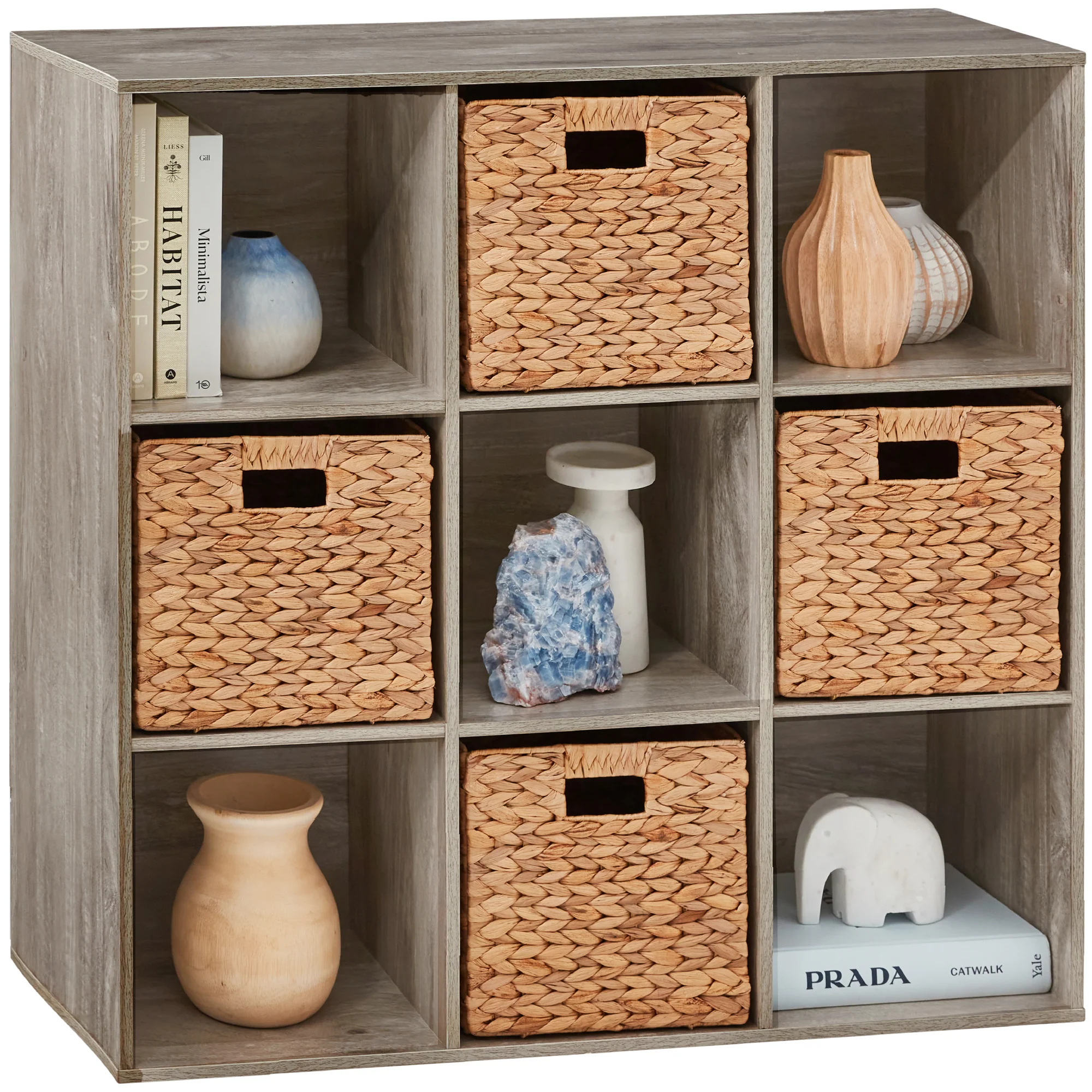 9-Cube Bookshelf Storage Display w/ 3 Removable Panels, Customizable Design - Image 25
