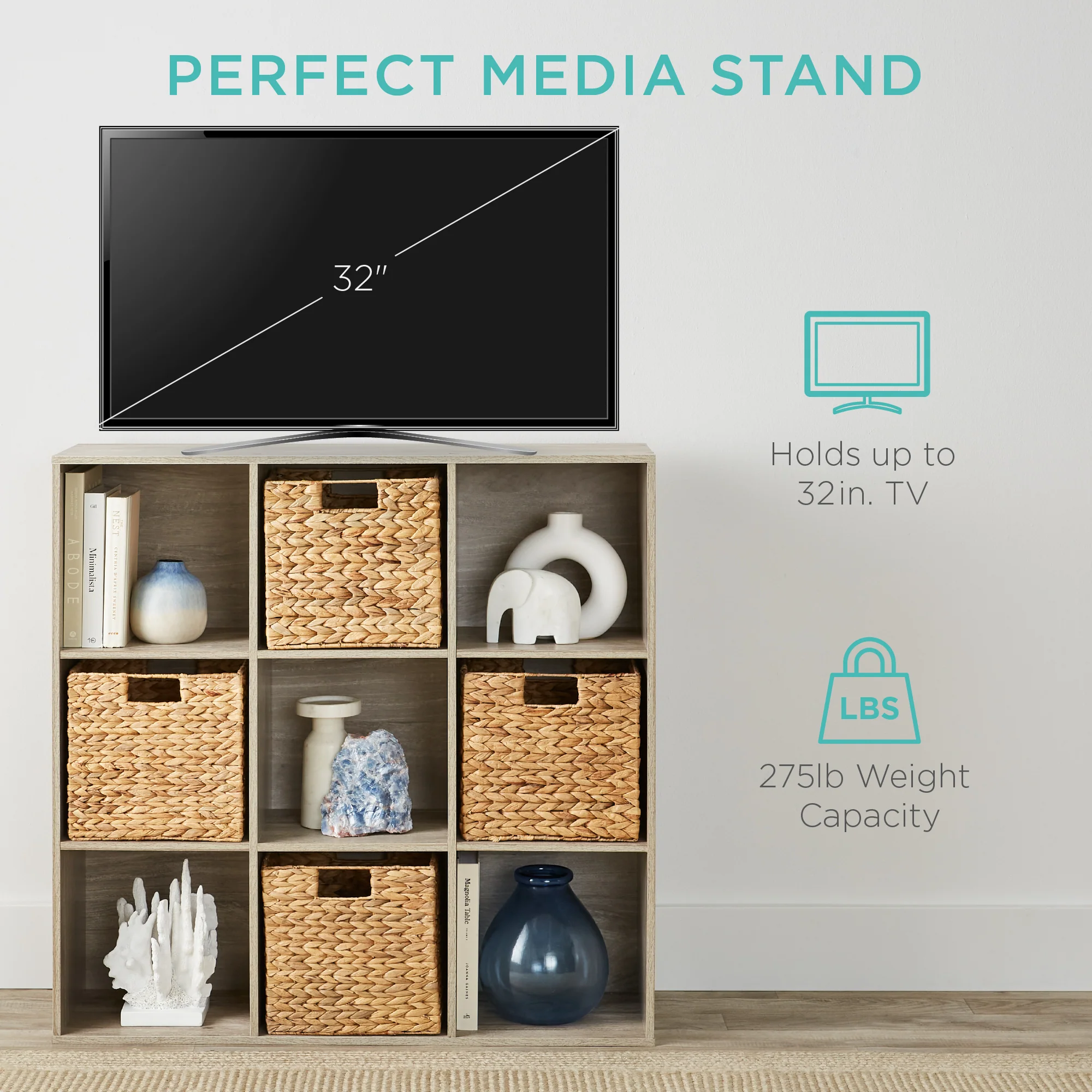 9-Cube Bookshelf Storage Display w/ 3 Removable Panels, Customizable Design - Image 29