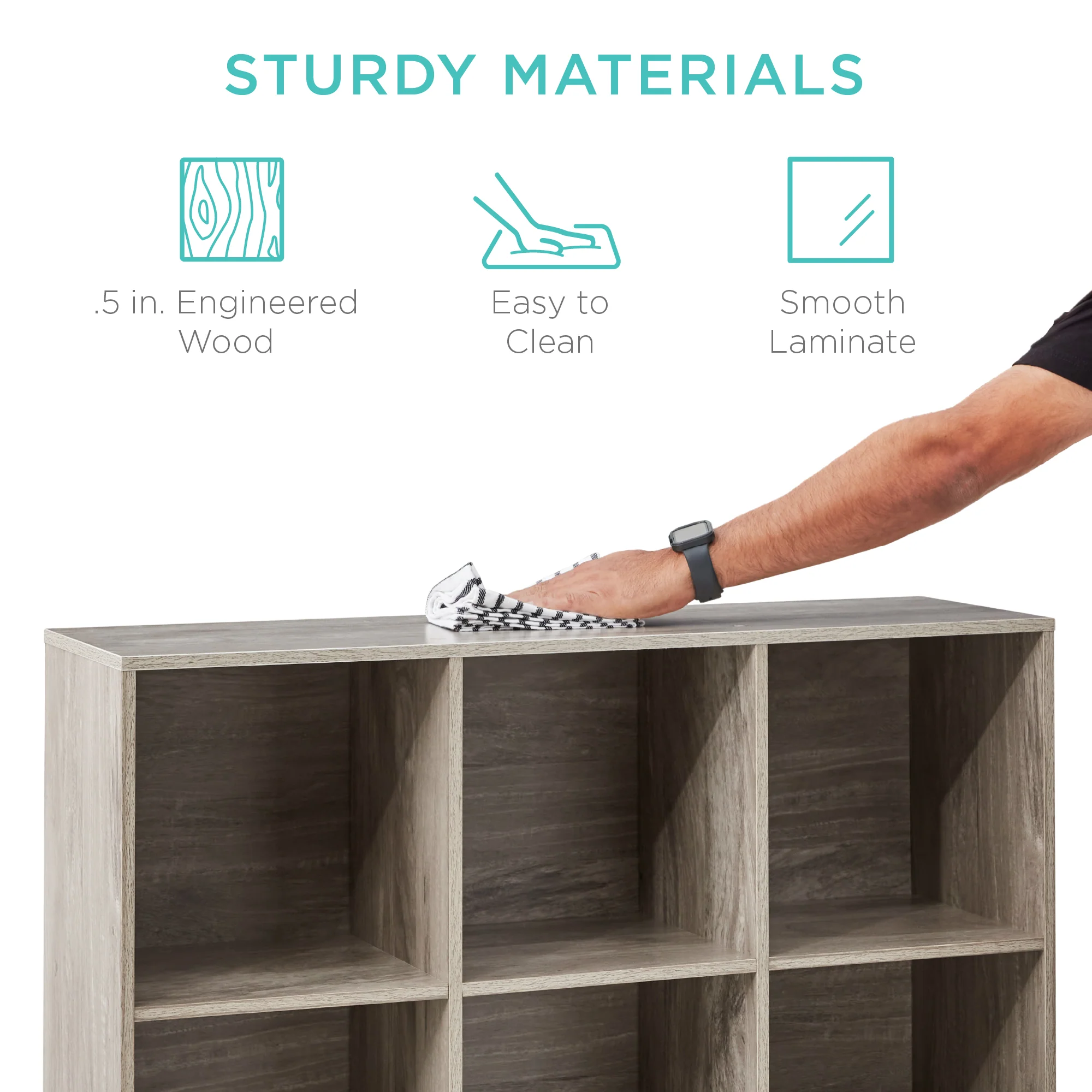 9-Cube Bookshelf Storage Display w/ 3 Removable Panels, Customizable Design - Image 30