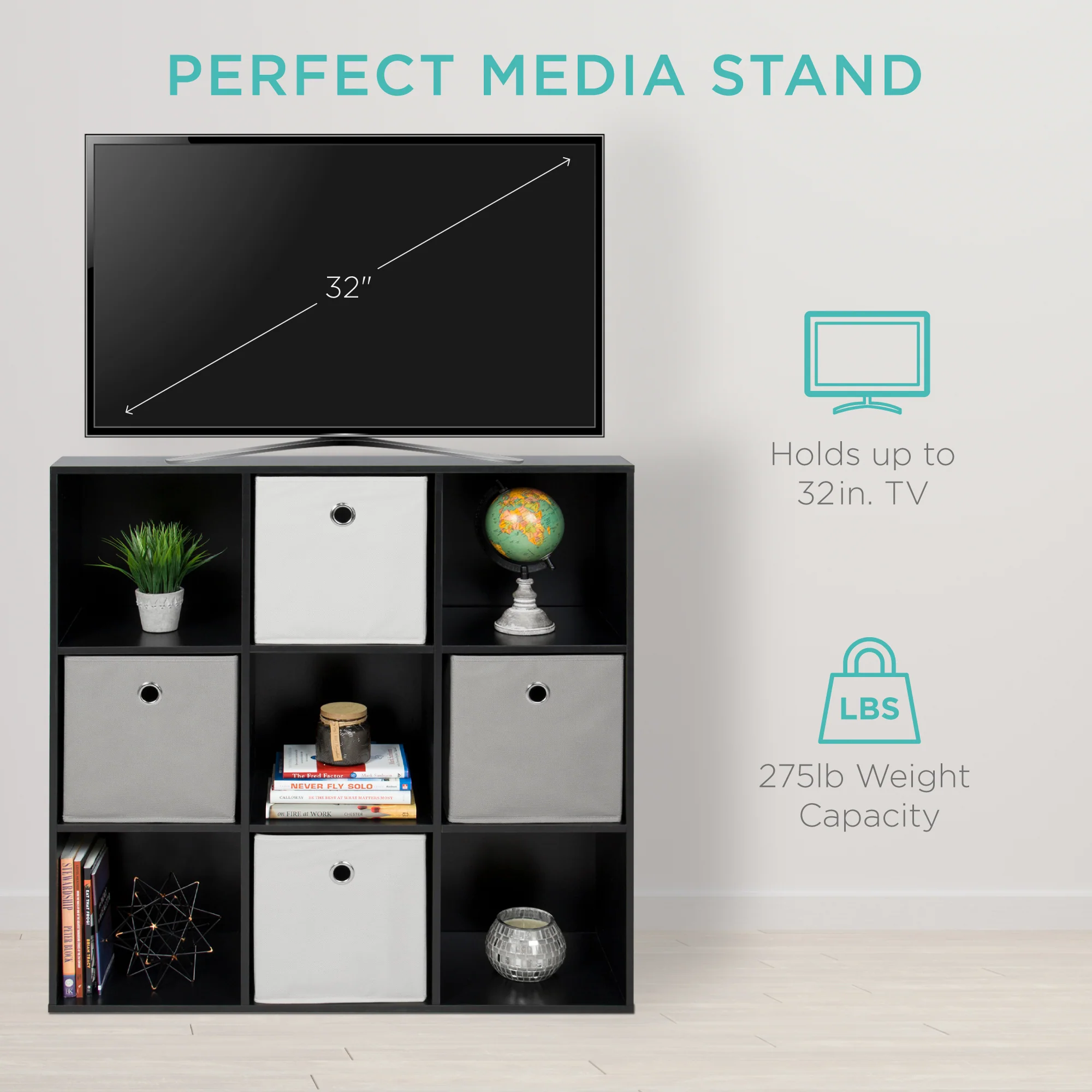 9-Cube Bookshelf Storage Display w/ 3 Removable Panels, Customizable Design - Image 45
