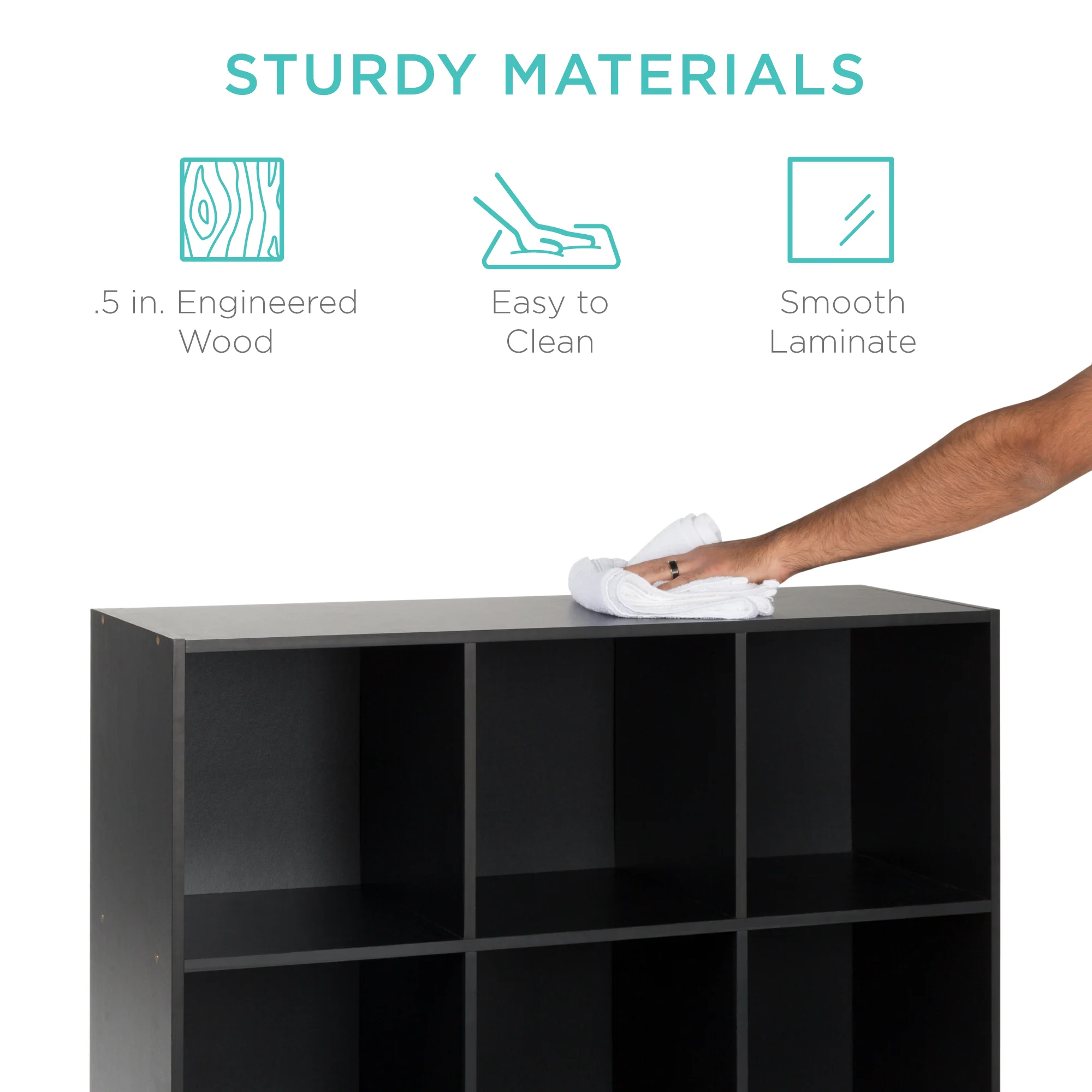9-Cube Bookshelf Storage Display w/ 3 Removable Panels, Customizable Design - Image 46