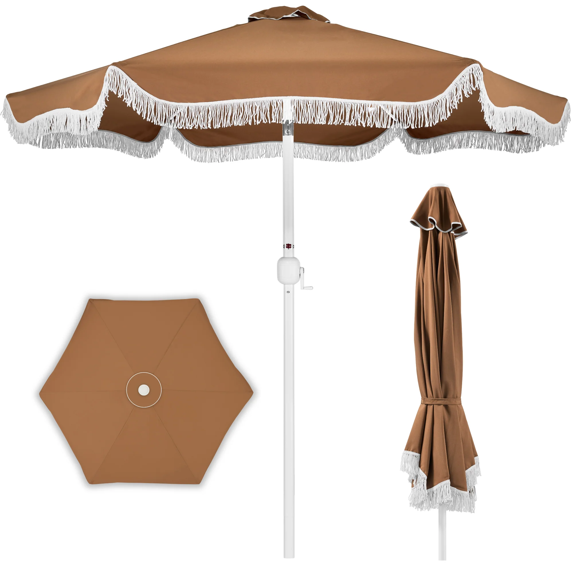 9ft Boho Fringe Umbrella Tilt, UPF50+, Steel Pole - Image 10
