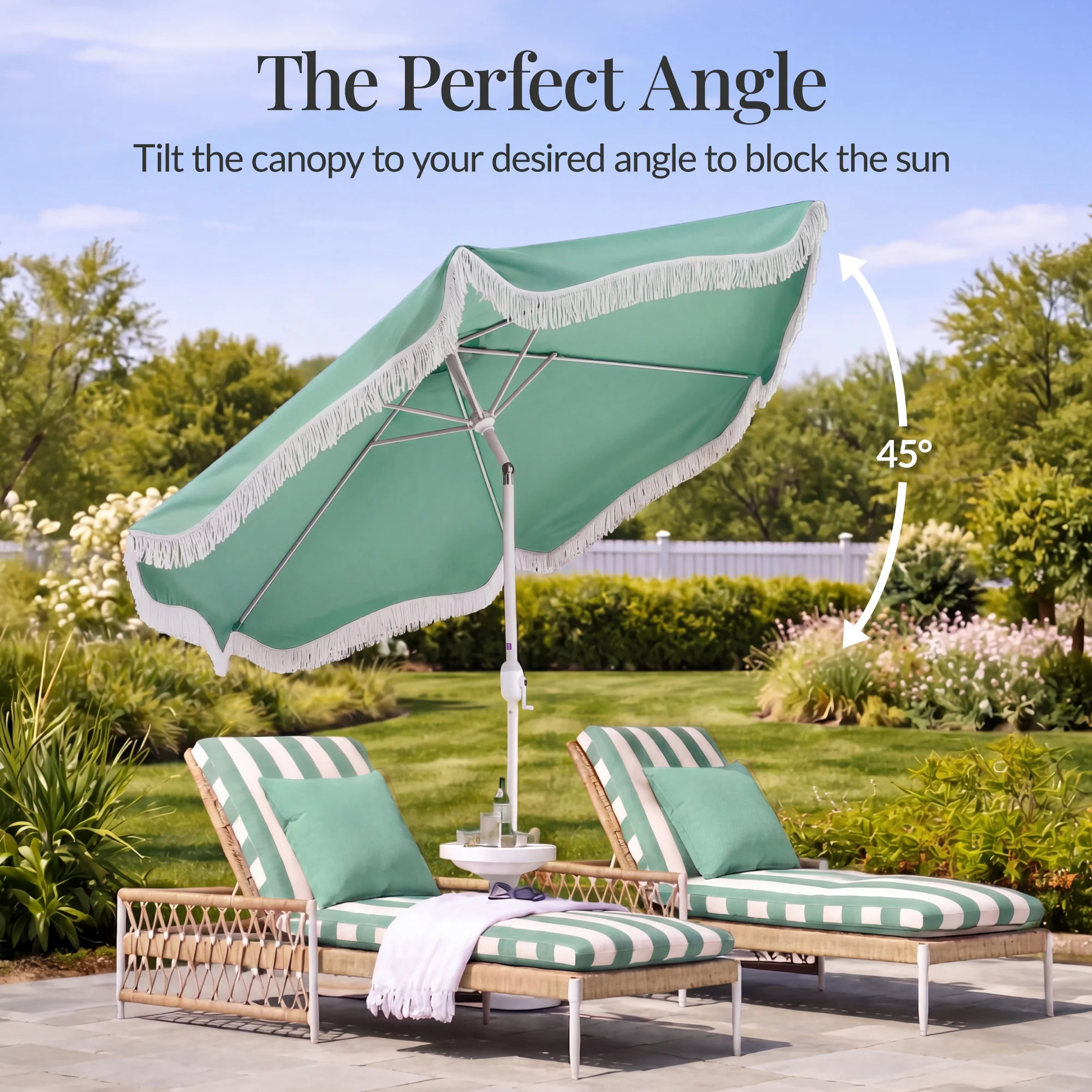 9ft Boho Fringe Umbrella Tilt, UPF50+, Steel Pole - Image 22