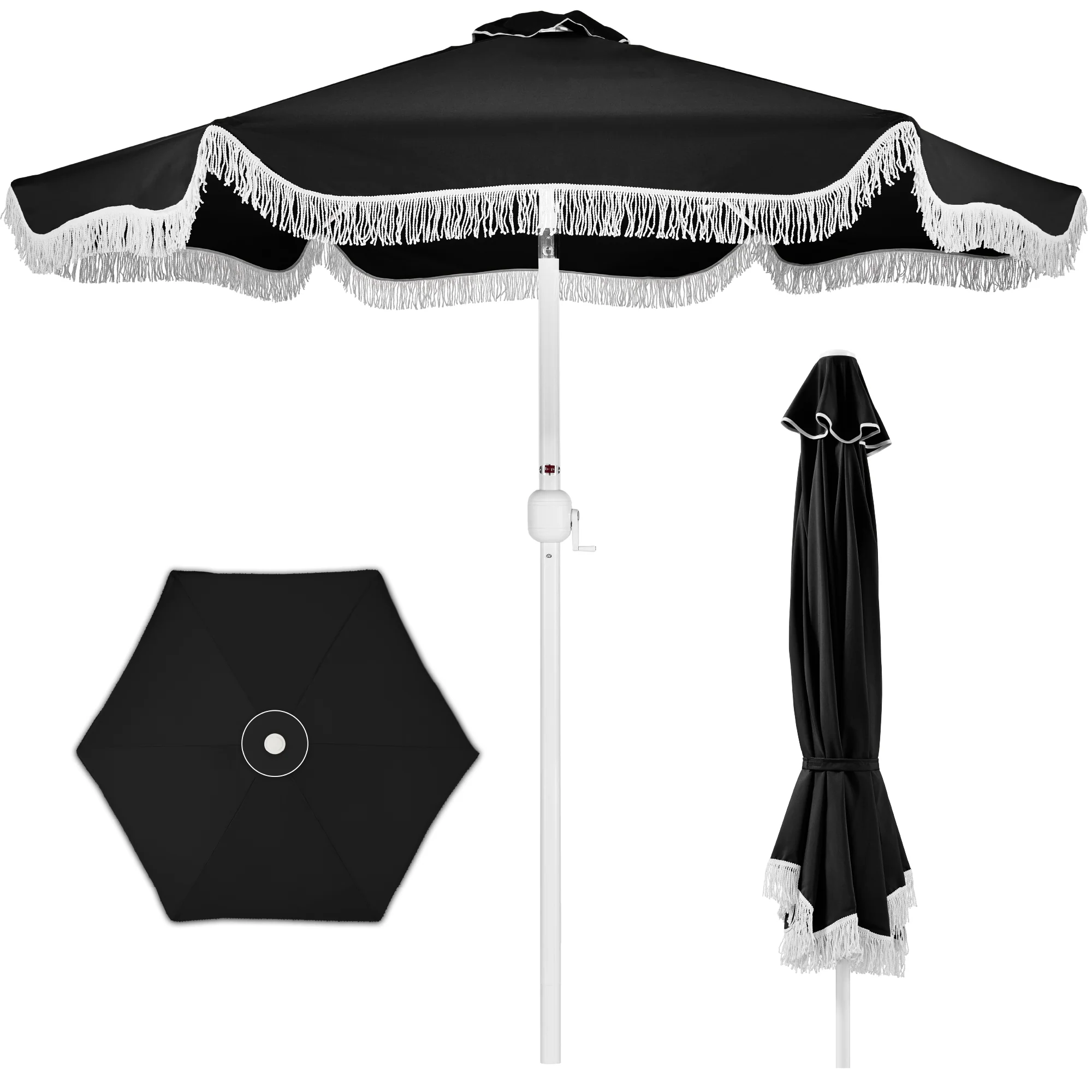 9ft Boho Fringe Umbrella Tilt, UPF50+, Steel Pole - Image 28