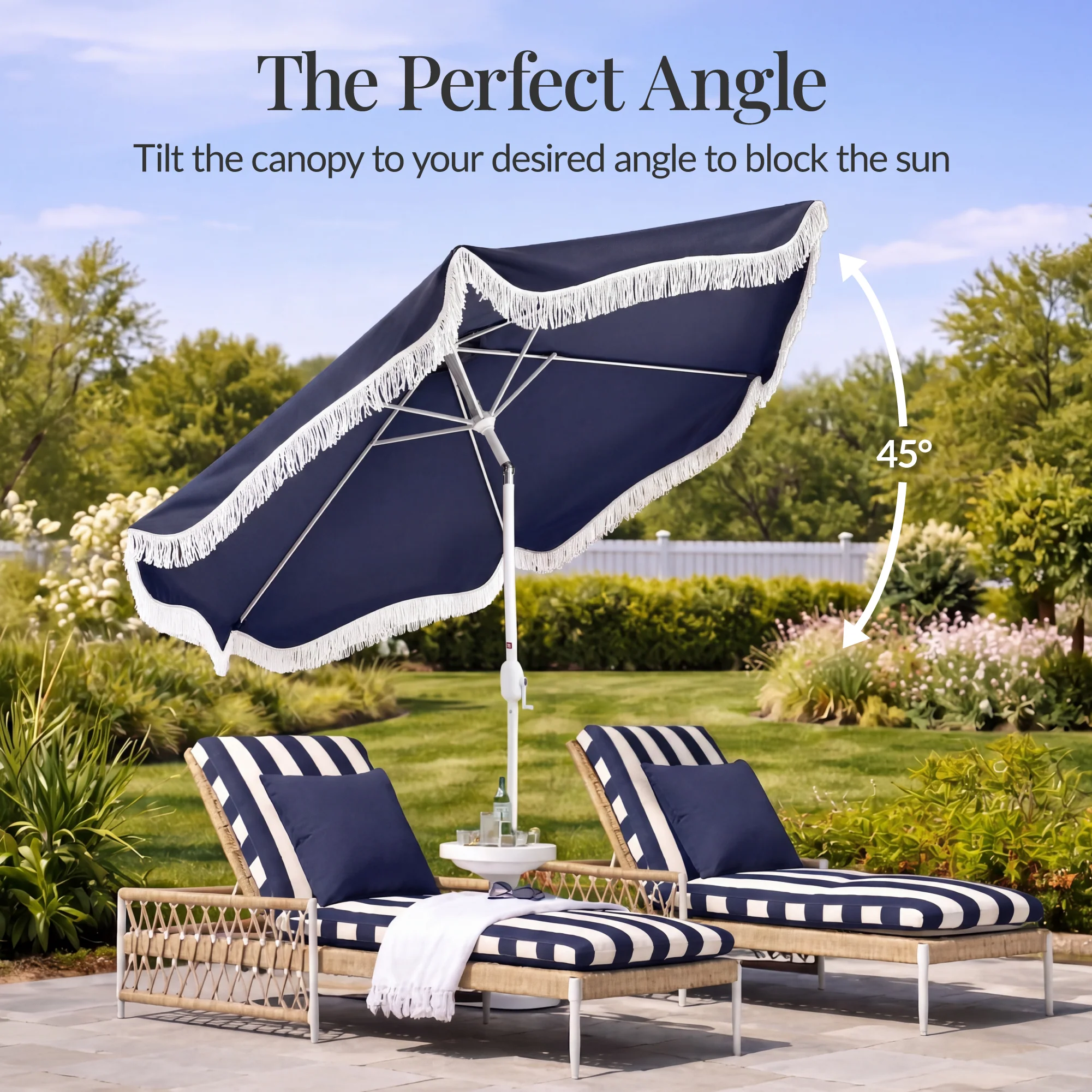 9ft Boho Fringe Umbrella Tilt, UPF50+, Steel Pole - Image 40