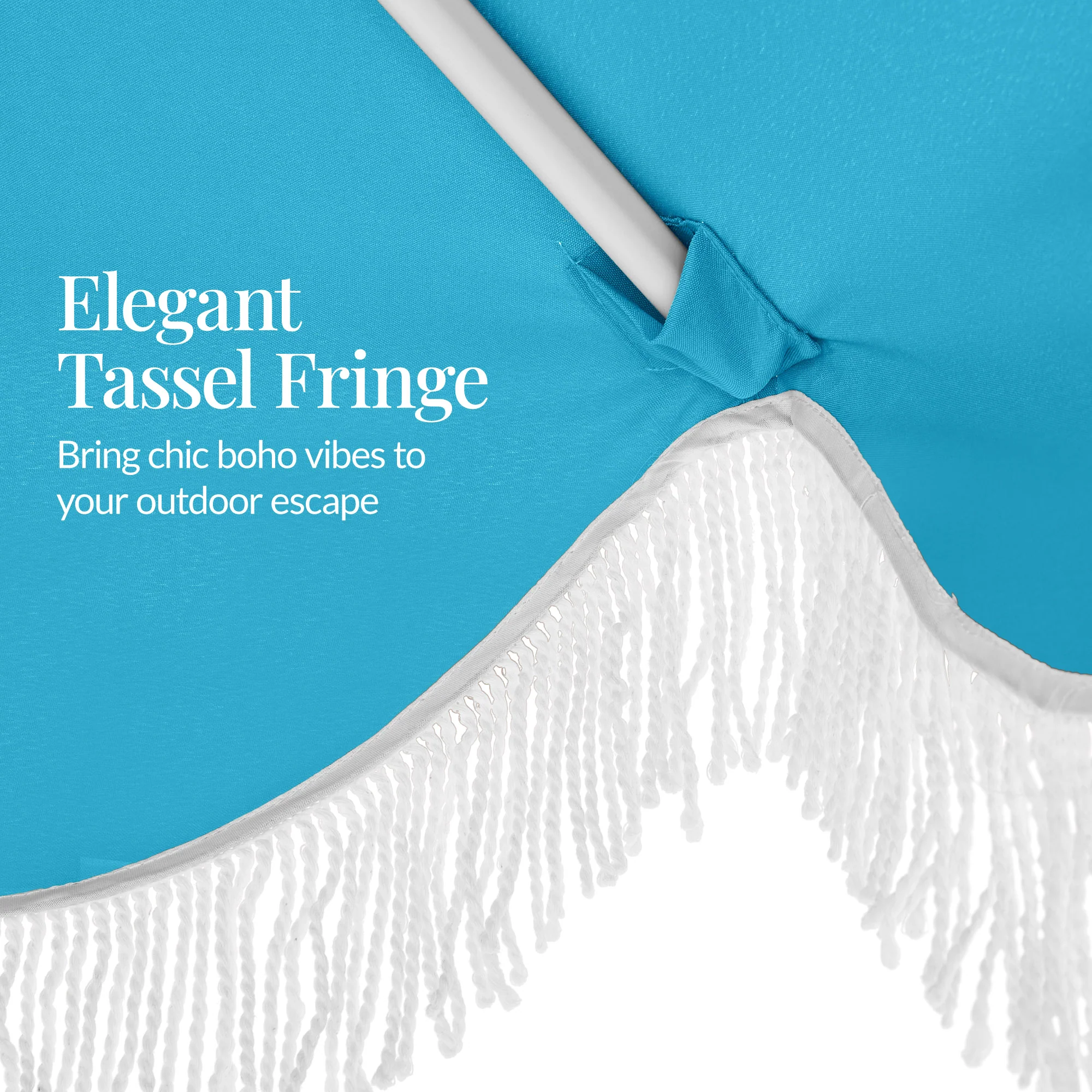 9ft Boho Fringe Umbrella Tilt, UPF50+, Steel Pole - Image 48