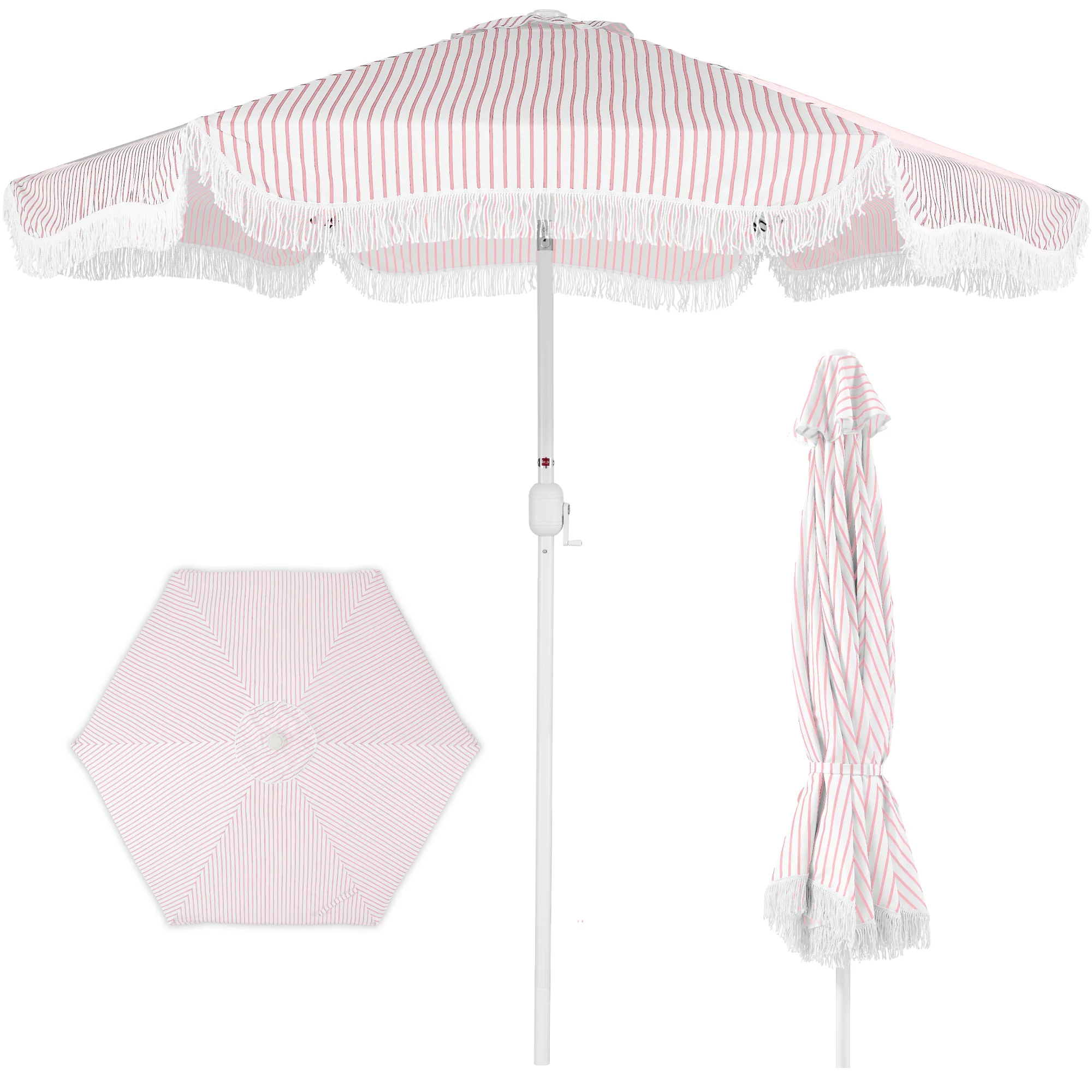 9ft Boho Fringe Umbrella Tilt, UPF50+, Steel Pole - Image 64