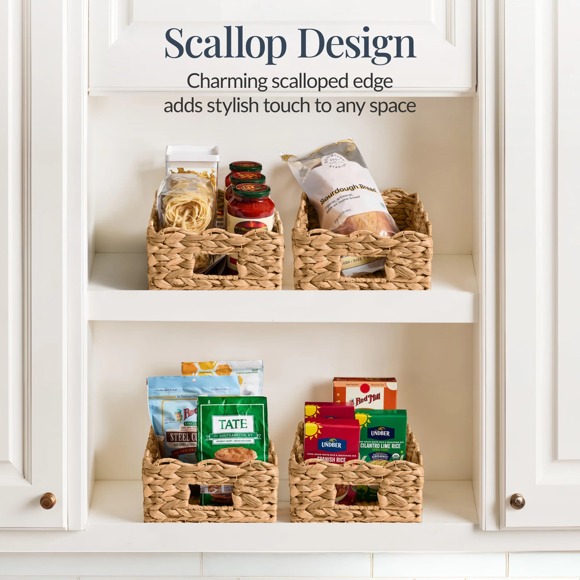 9x12 Scalloped Shelf Basket, Pantry Bins, 4 Pack - Image 11